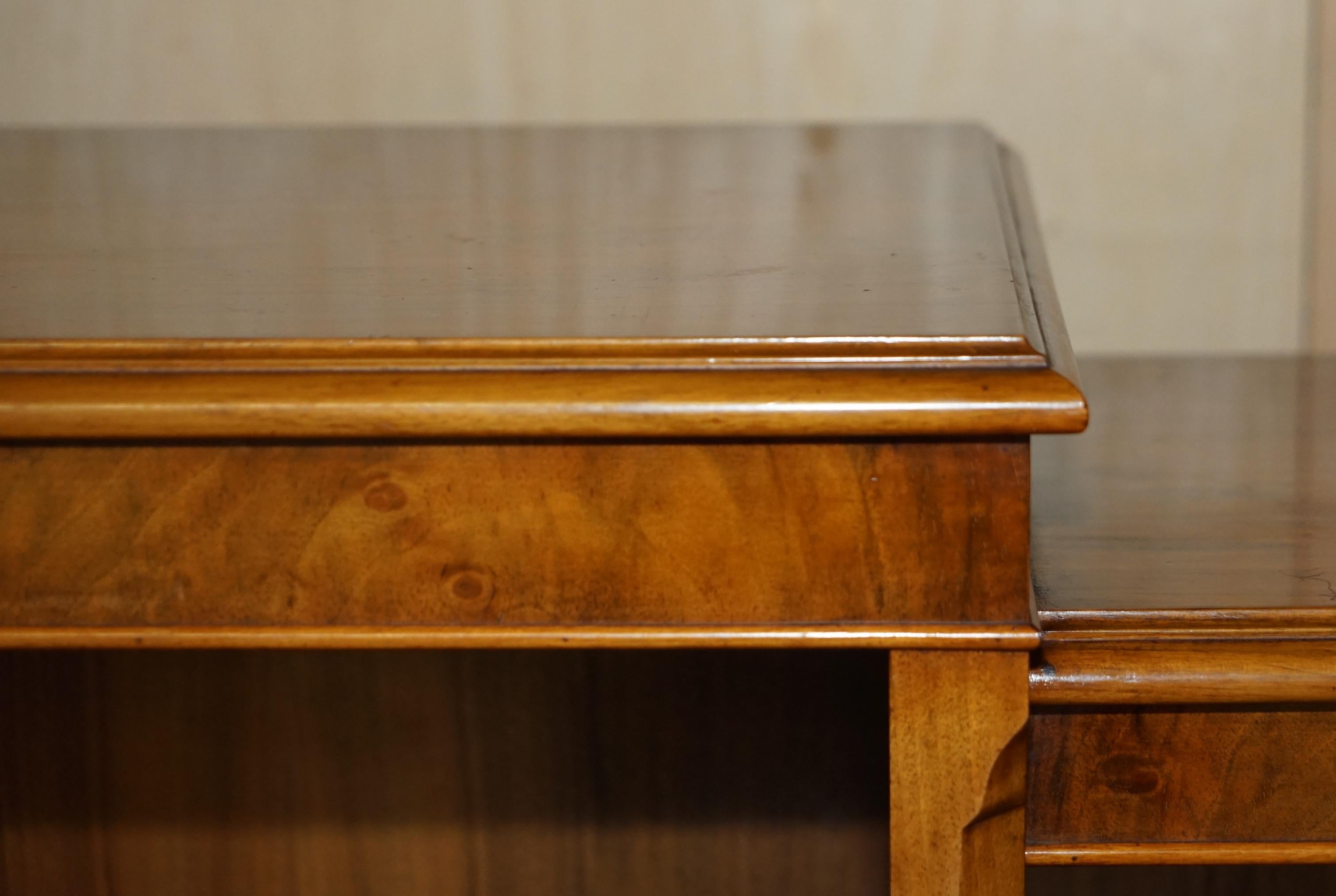 Stunning Antique Burr Walnut Dwarf Open Library Breakfront Bookcase Sideboard 2