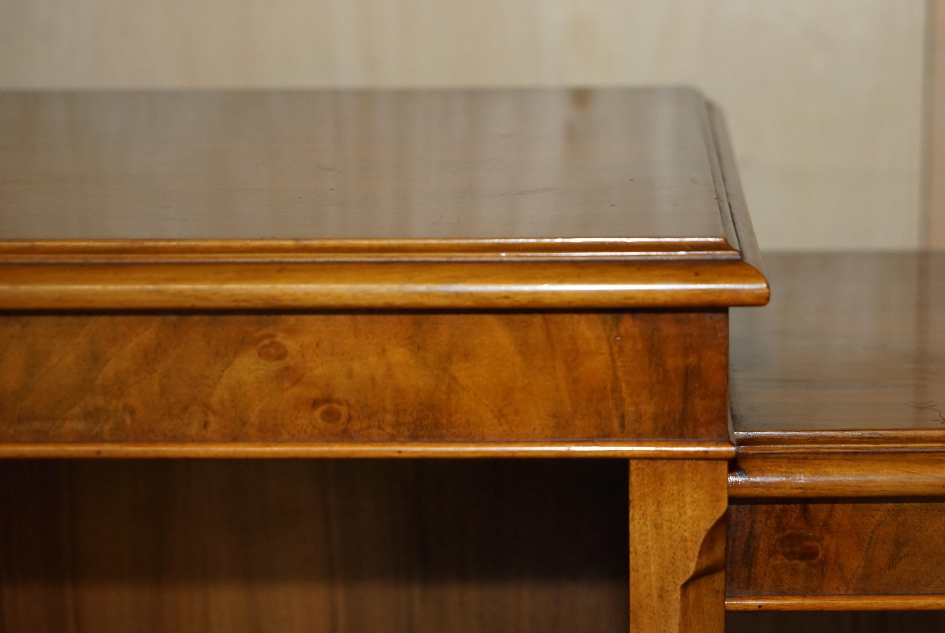 Stunning Antique Burr Walnut Dwarf Open Library Breakfront Bookcase Sideboard 3