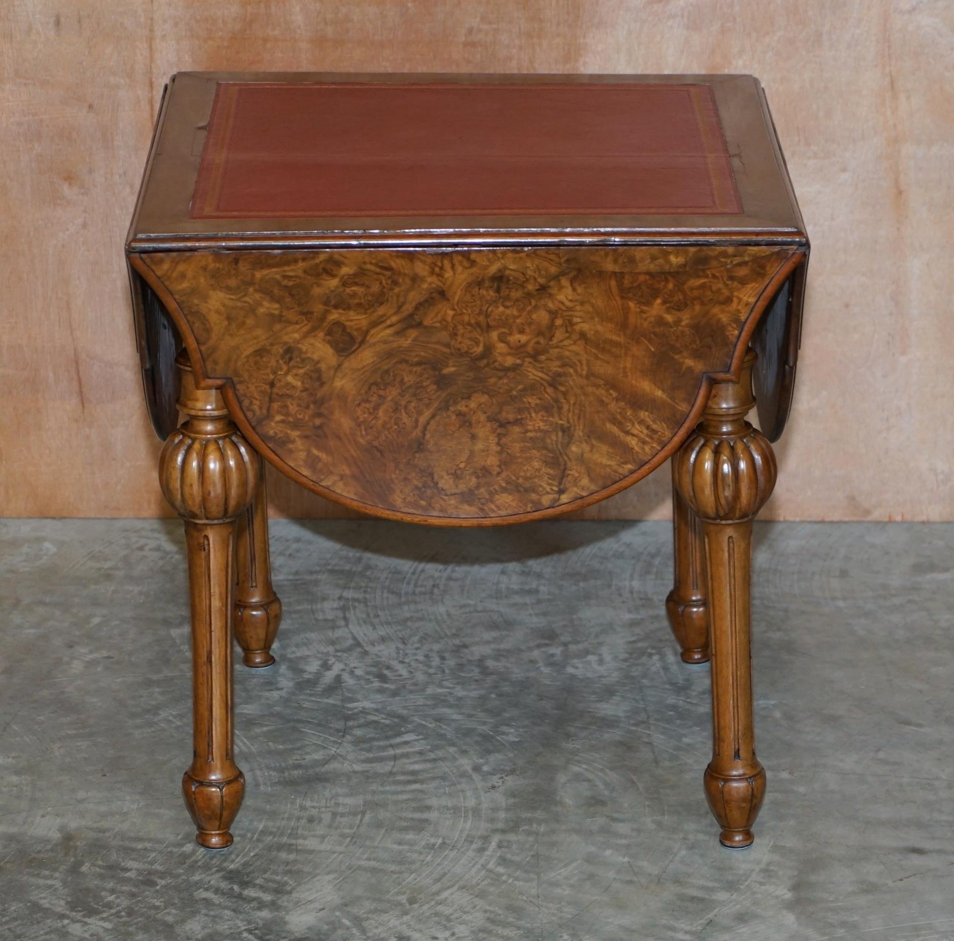 Late Victorian Stunning Antique Burr Walnut Envelope Extending Games Card Side Lamp Wine Table