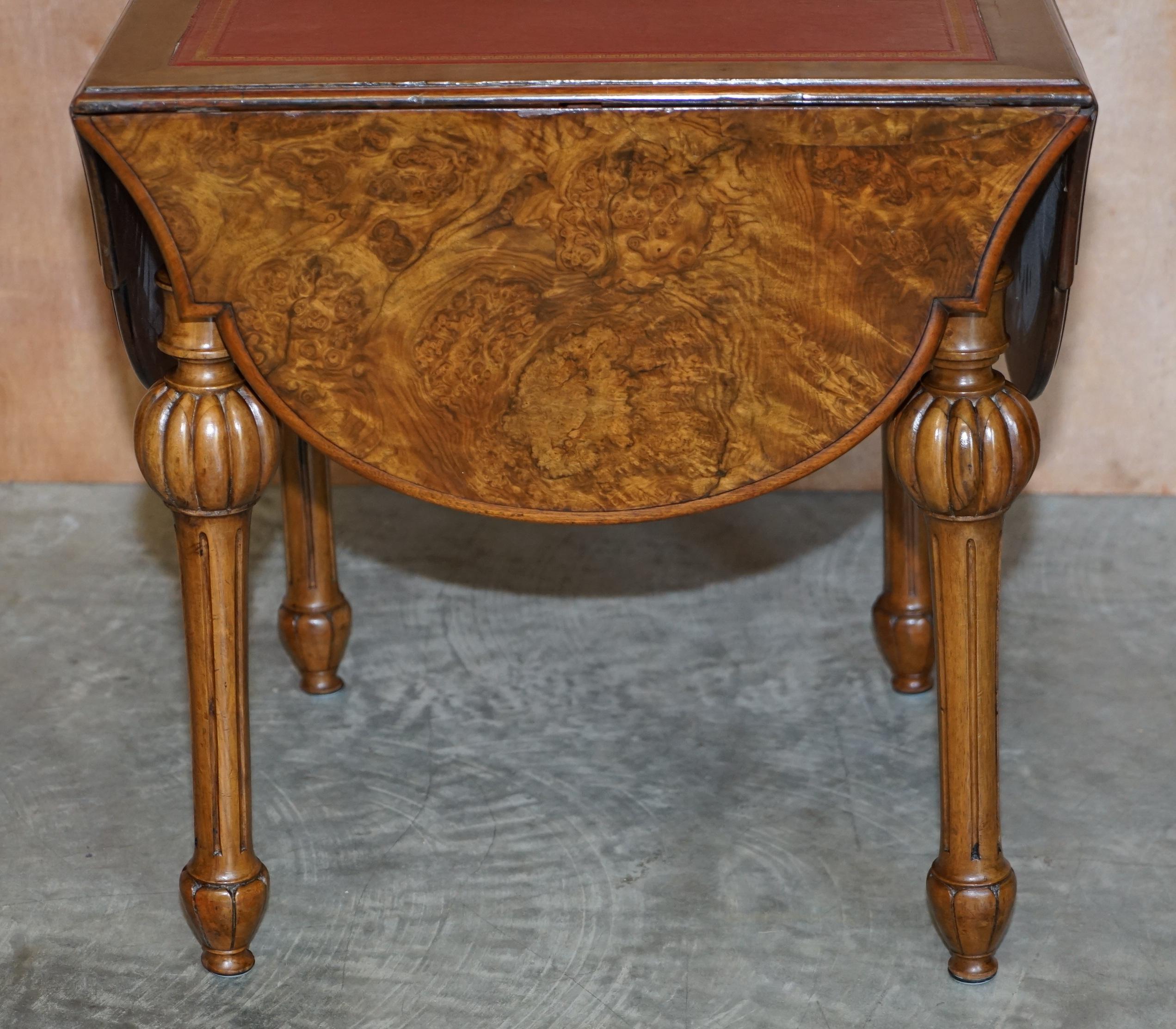 Hand-Crafted Stunning Antique Burr Walnut Envelope Extending Games Card Side Lamp Wine Table