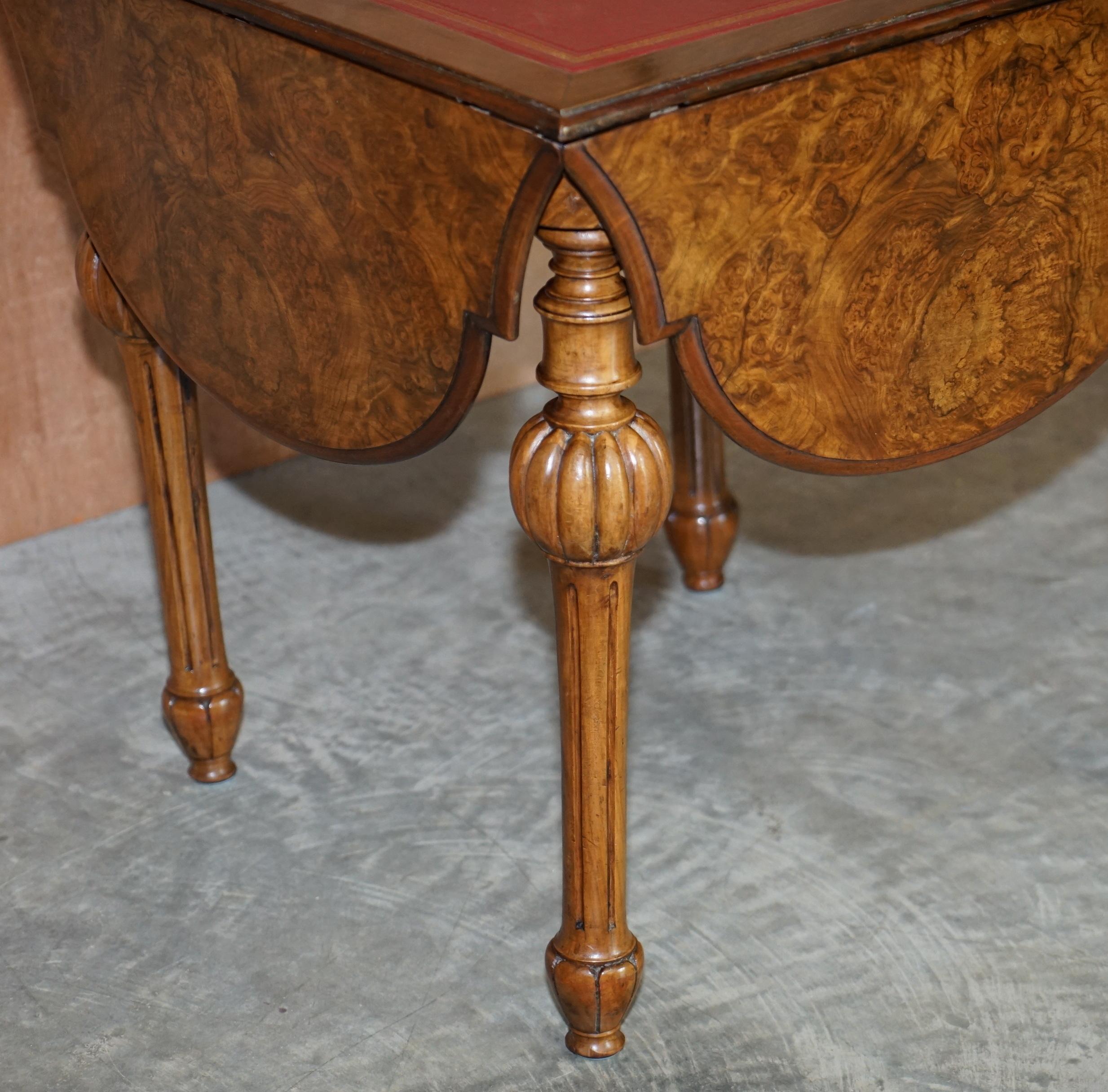 Late 19th Century Stunning Antique Burr Walnut Envelope Extending Games Card Side Lamp Wine Table