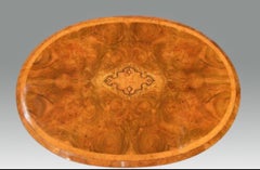 Stunning Antique Burr Walnut, Inlaid Victorian Oval Occasionall Lamp Table