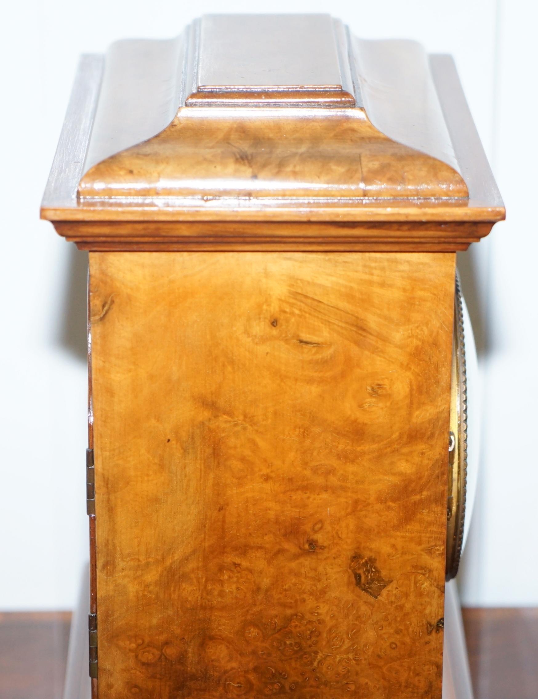 Stunning Antique Burr Walnut Mappin & Webb Mantle Clock with Claw and Ball Feet 3