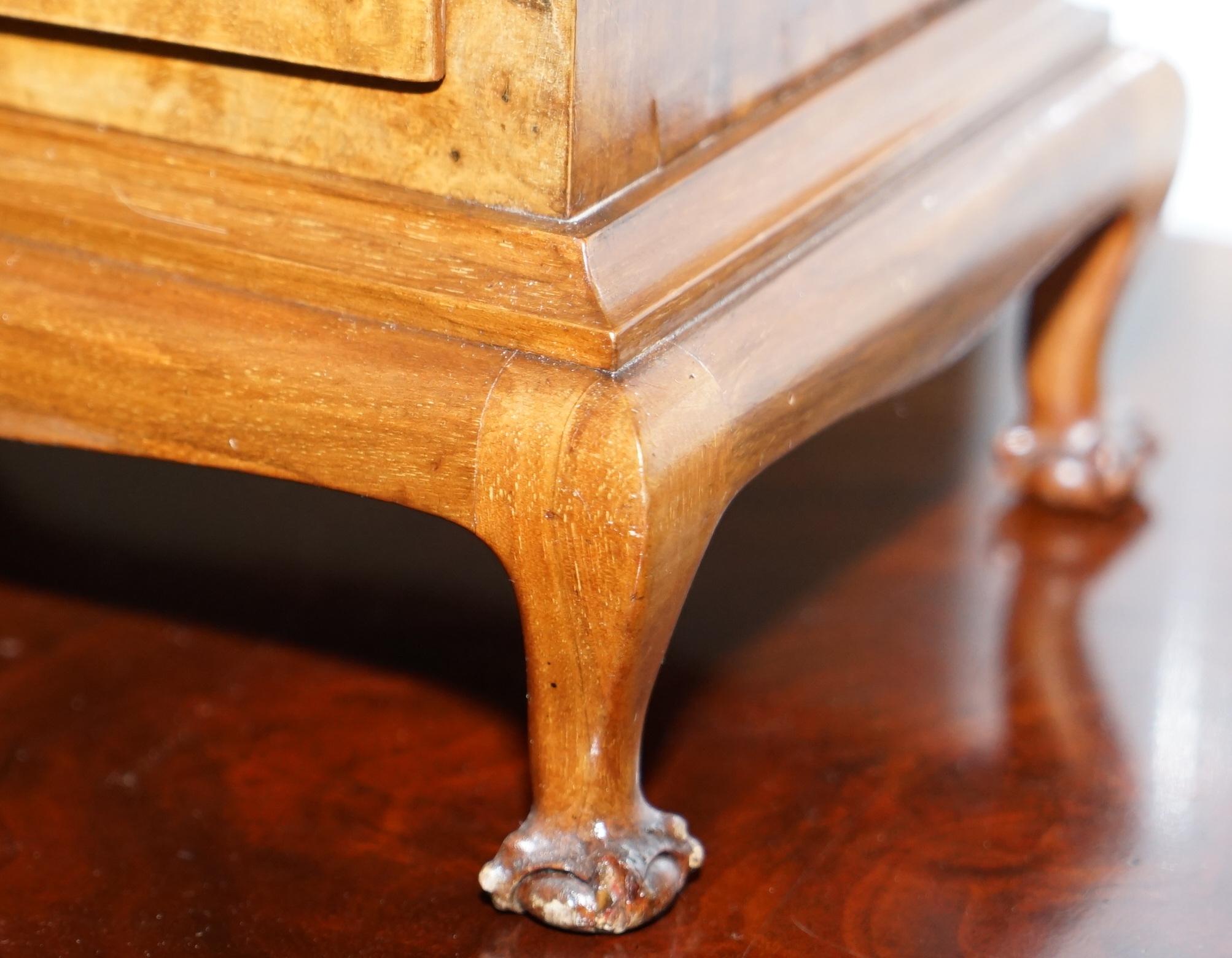 Stunning Antique Burr Walnut Mappin & Webb Mantle Clock with Claw and Ball Feet 7