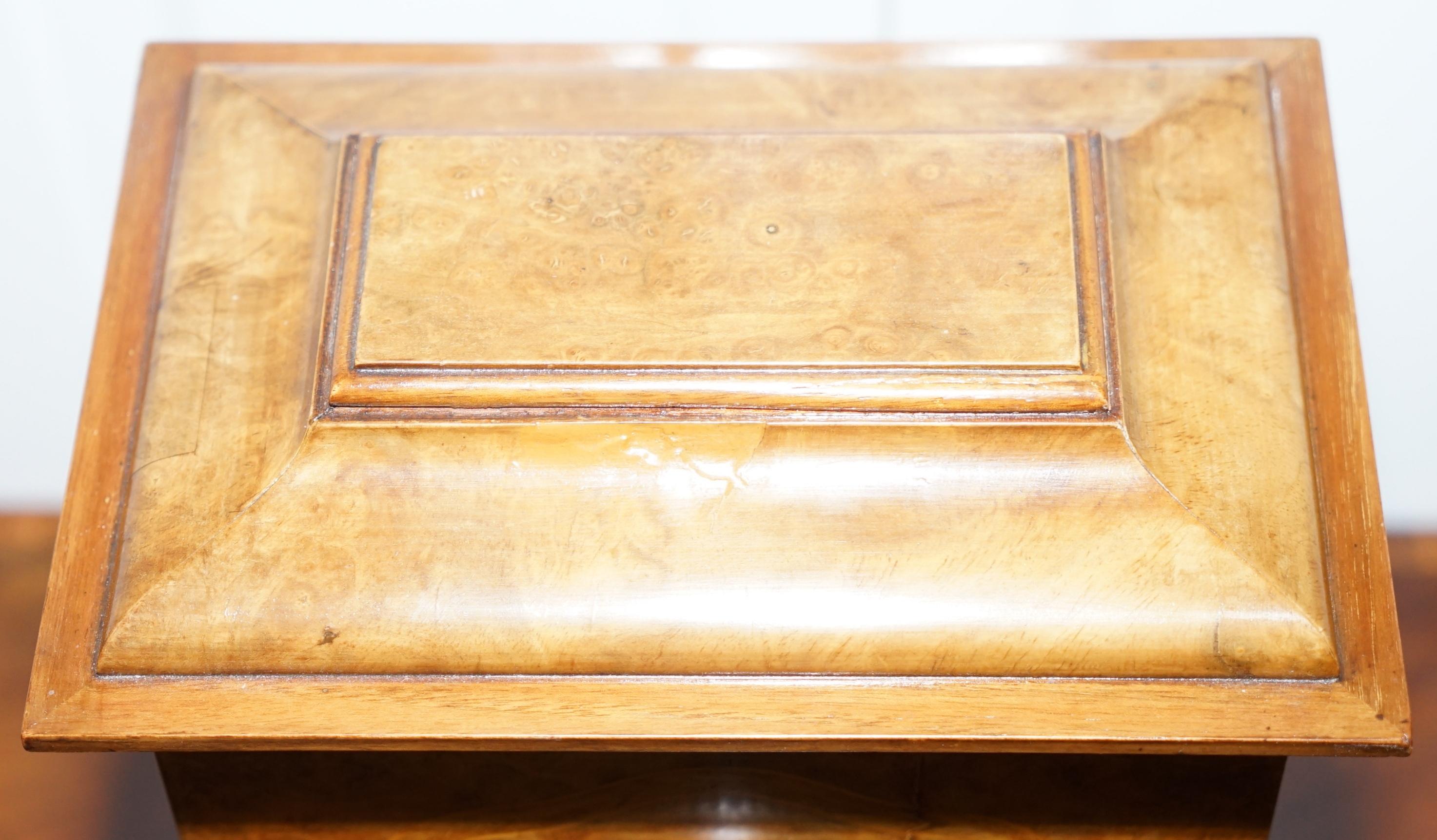 English Stunning Antique Burr Walnut Mappin & Webb Mantle Clock with Claw and Ball Feet