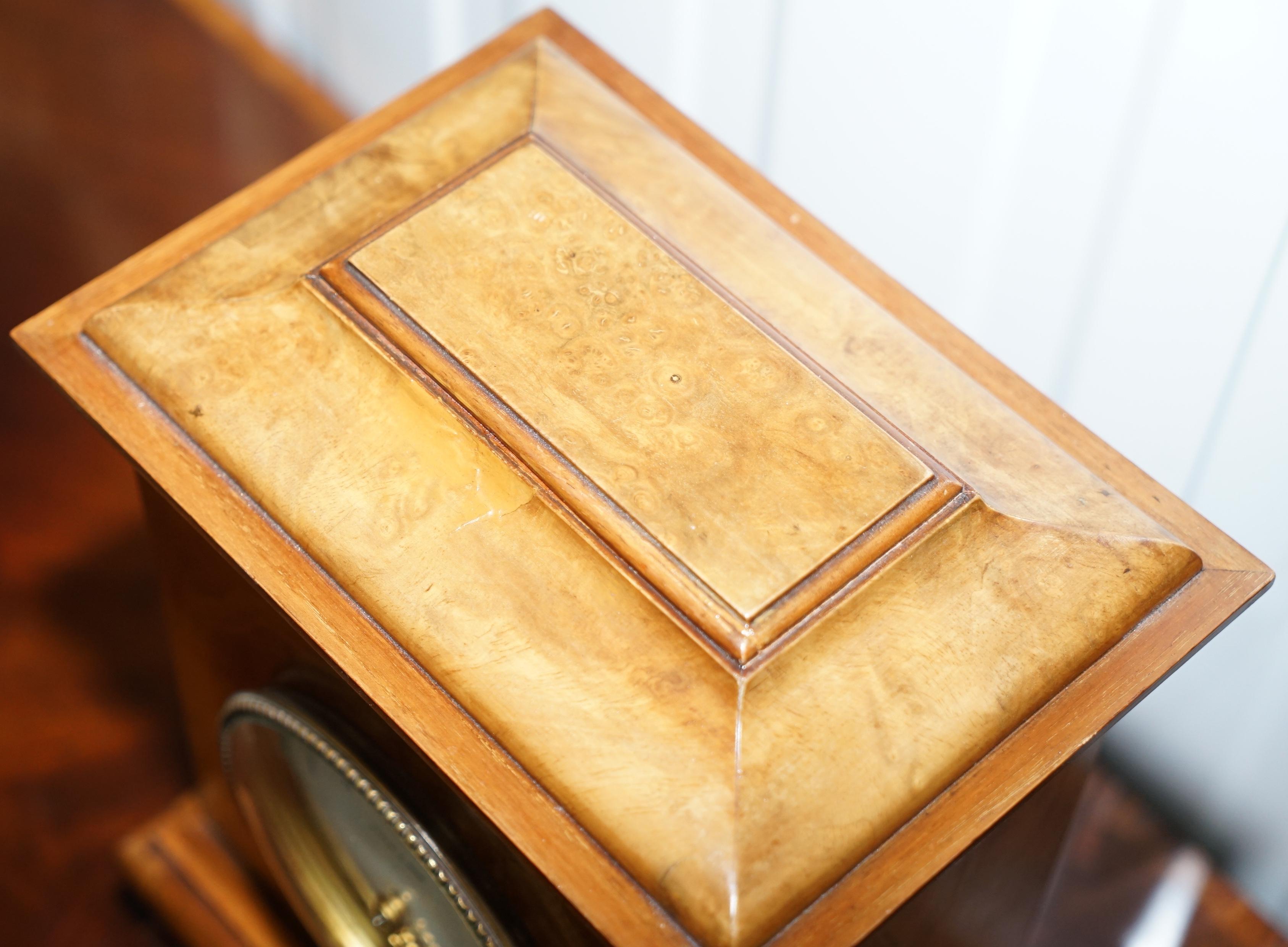 Hand-Crafted Stunning Antique Burr Walnut Mappin & Webb Mantle Clock with Claw and Ball Feet