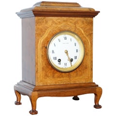 Stunning Antique Burr Walnut Mappin & Webb Mantle Clock with Claw and Ball Feet