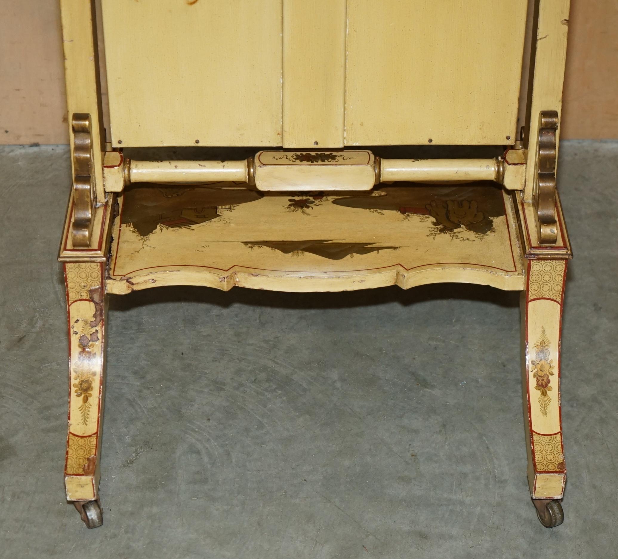 STUNNING ANTiQUE CHINESE EXPORT CIR 1920 HAND PAINTED & LACQUERED CHEVAL MIRROR im Angebot 8
