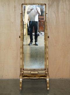 STUNNING ANTiQUE CHINESE EXPORT CIR 1920 HAND PAINTED & LACQUERED CHEVAL MIRROR