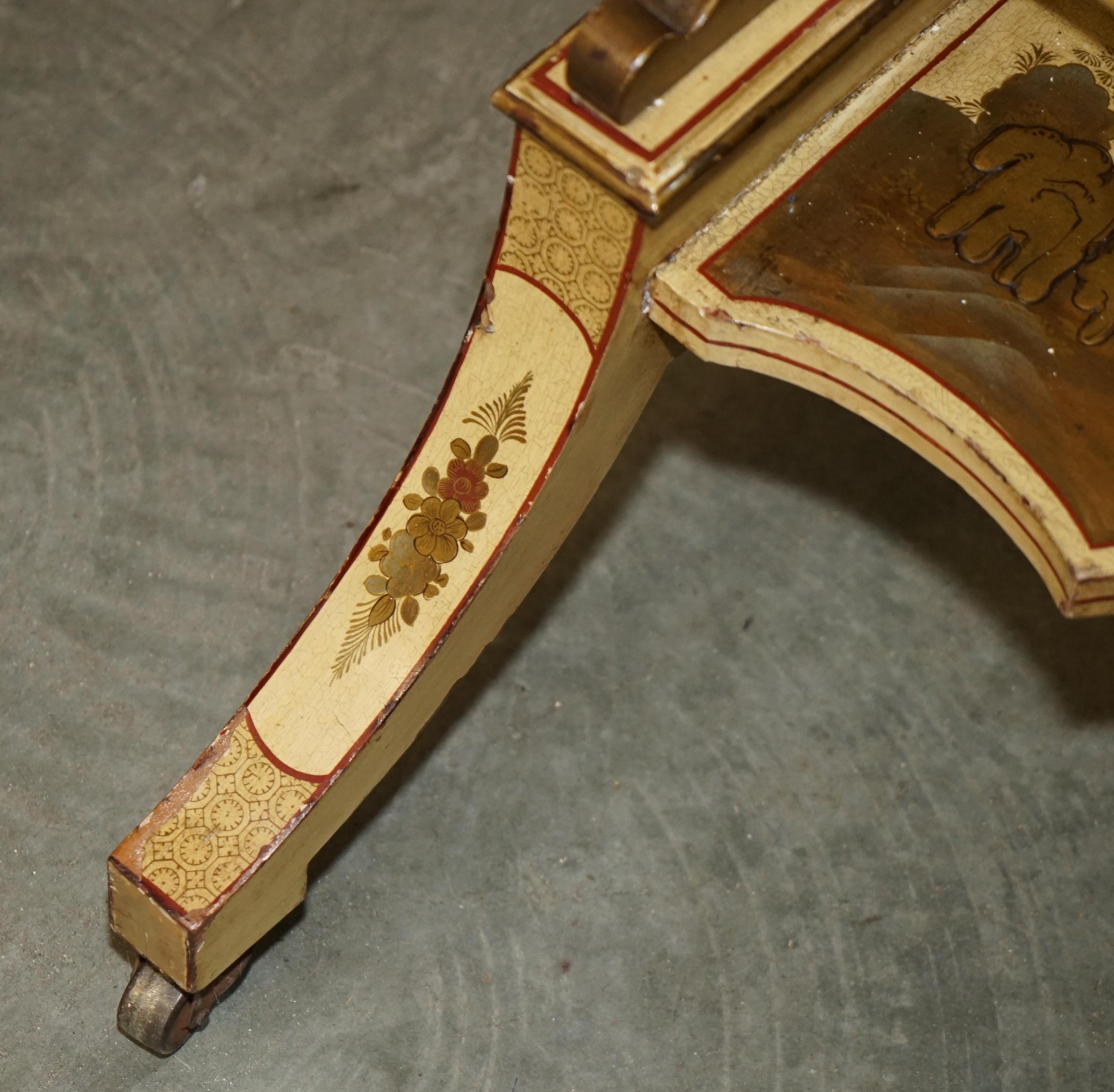 STUNNING ANTiQUE CHINESE EXPORT CIR 1920 HAND PAINTED & LACQUERED CHEVAL MIRROR (Lackiert) im Angebot