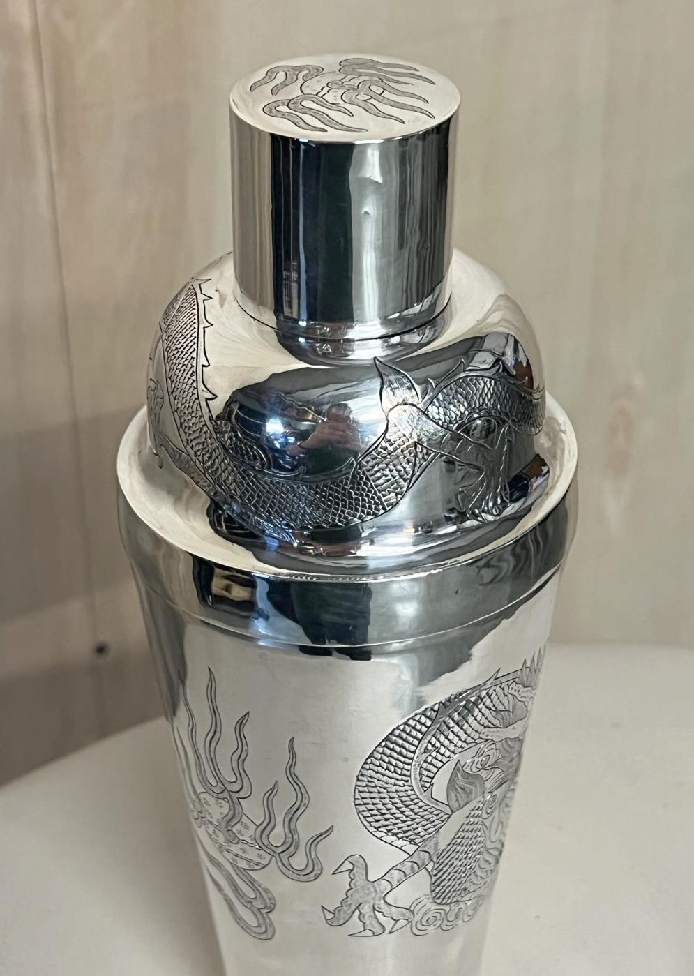 Royal House Antiques

Royal House Antiques is delighted to offer for sale this stunning, circa 1900 Chinese Export Dragon cocktail shaker

A good looking and well made piece, these were made for the export market in the 1900's and stopped production