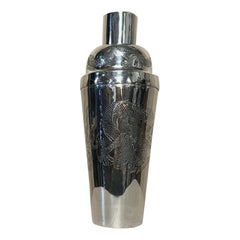 STUNNING ANTIQUE CIRA 1900 STERLING SILVER CHiNESE EXPORT DRAGON COCKTAIL SHAKER