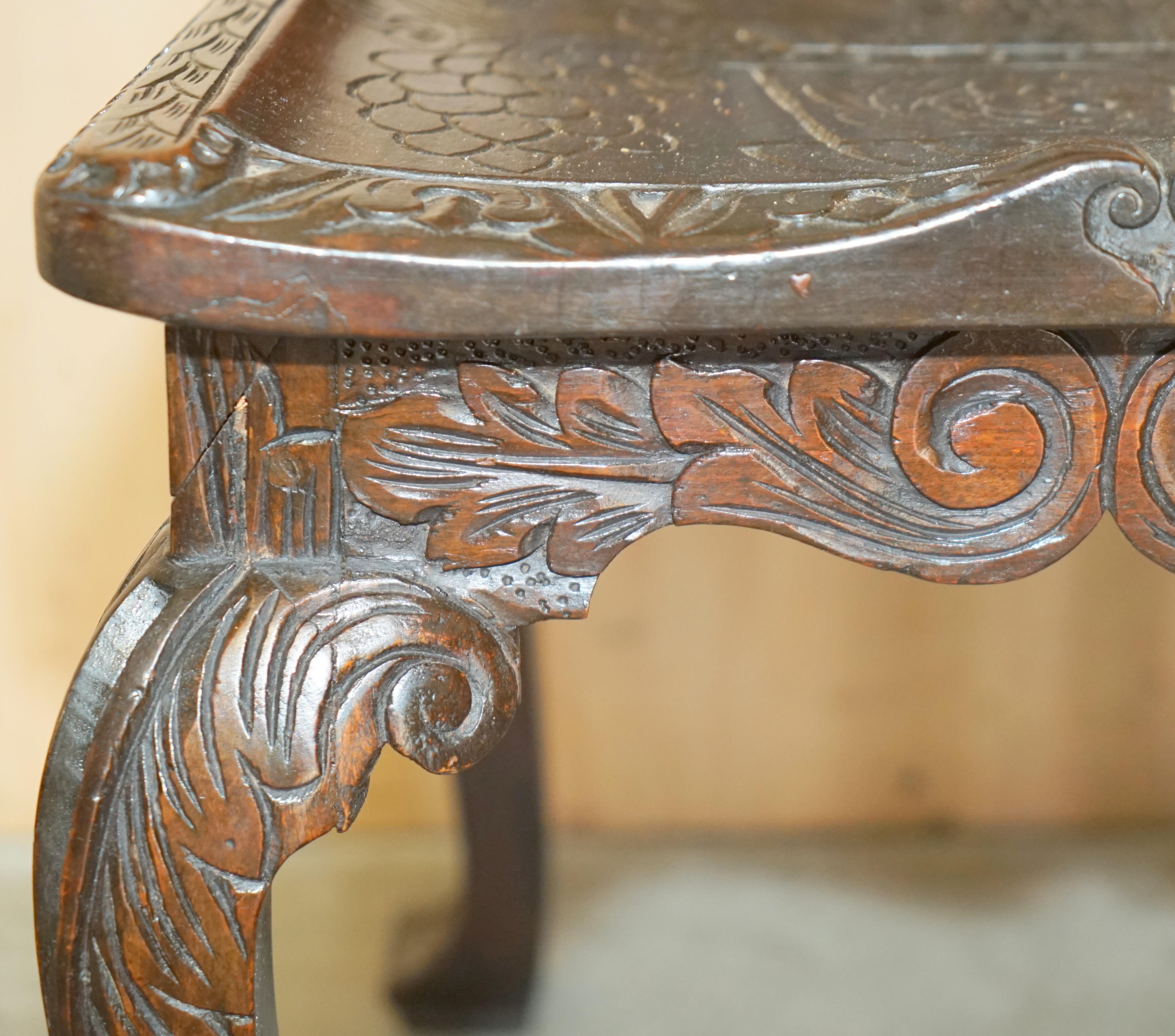 STUNNING ANTIQUE CIRCA 1860 HAND CARVED COLONIAL HALL SiDE CHAIR MUST SEE PICS For Sale 5
