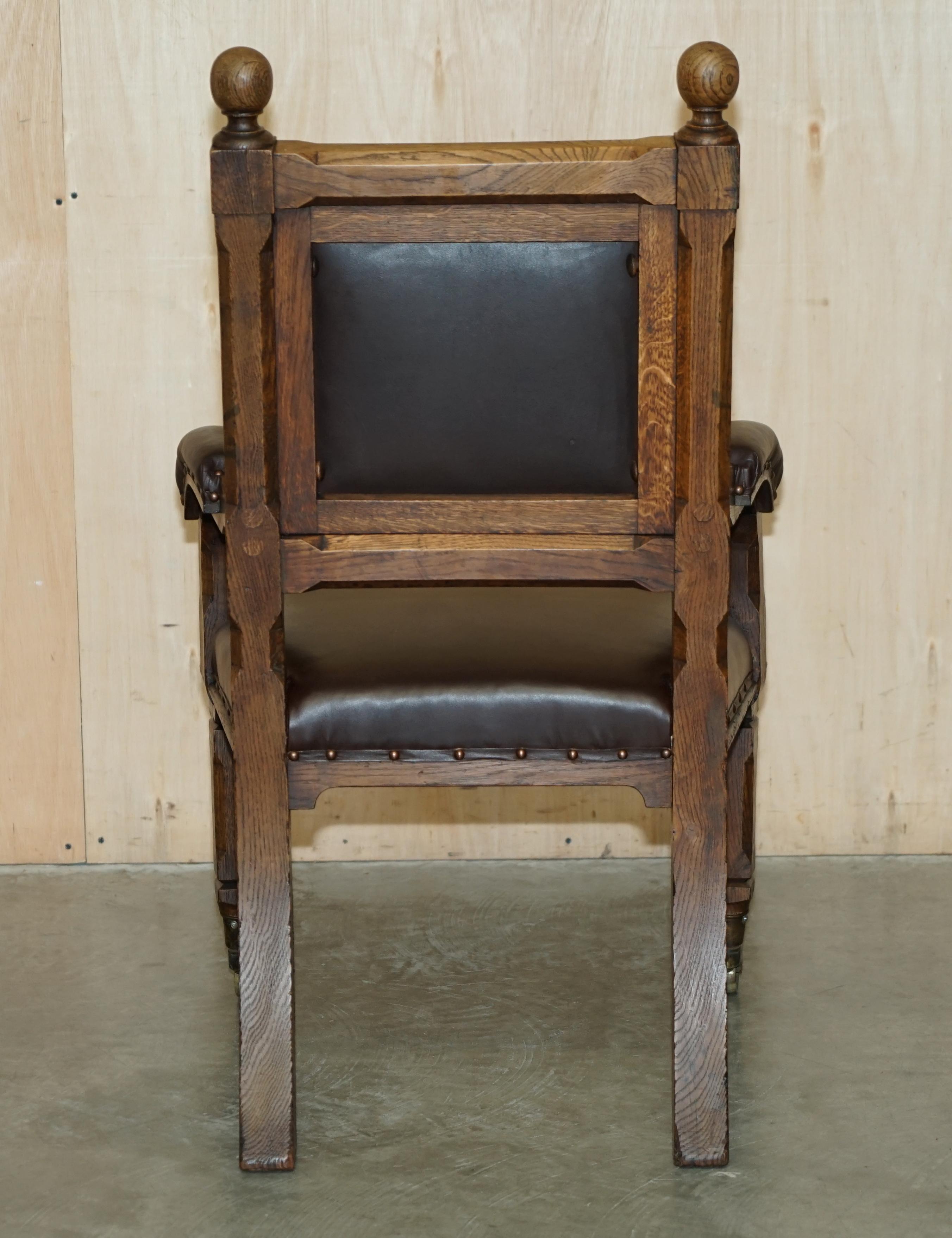 STUNNING ANTIQUE CIRCA 1880 GOTHIC REViVAL OAK PUGIN STYLE CARVER ARMCHAIR For Sale 8