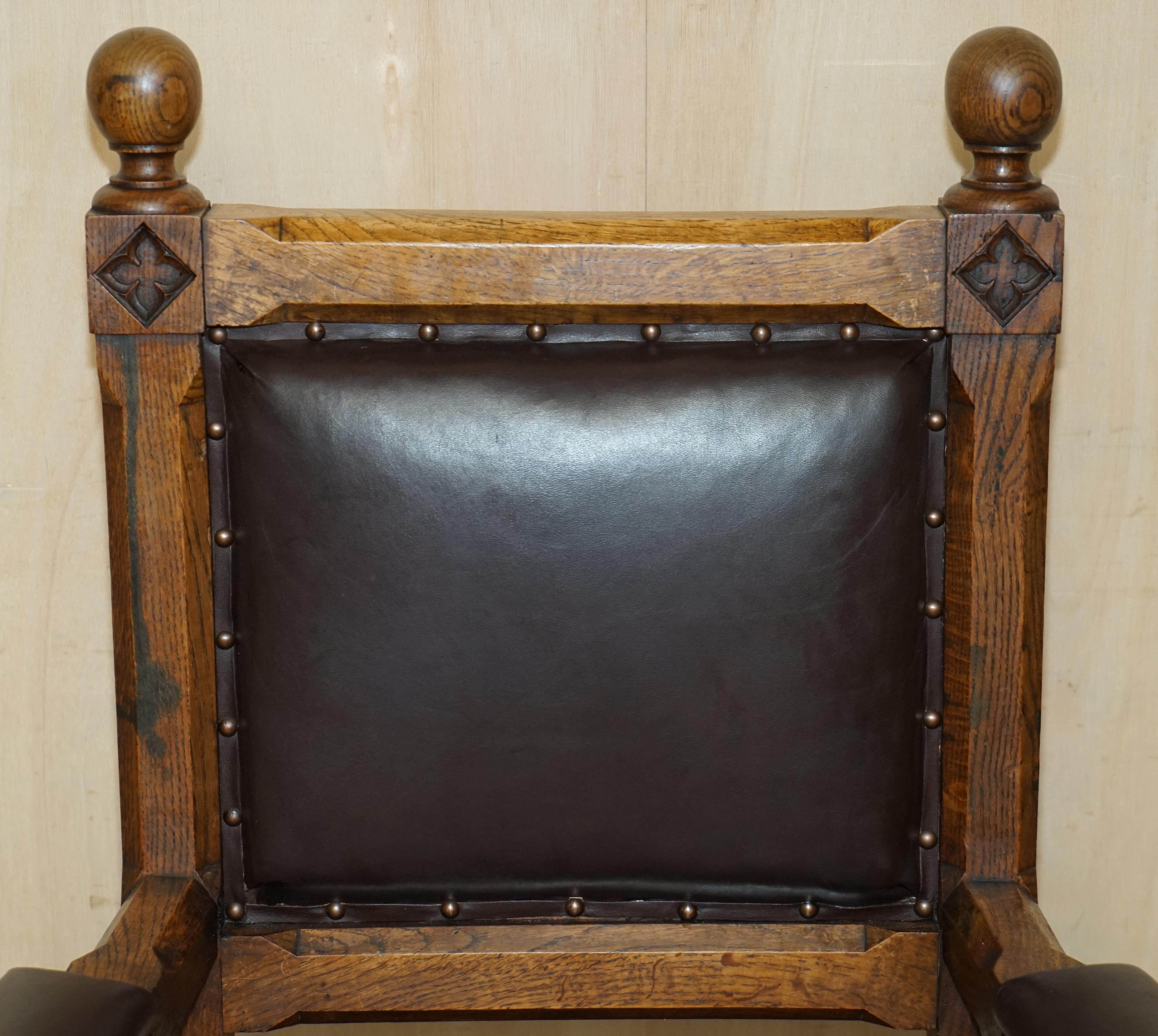 Gothic Revival STUNNING ANTIQUE CIRCA 1880 GOTHIC REViVAL OAK PUGIN STYLE CARVER ARMCHAIR For Sale