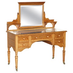 Stunning Antique circa 1880 Howard & Son's Tiger Oak Dressing Table & Mirror