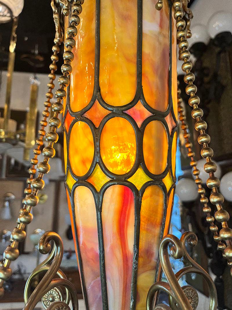 Stunning Antique Circa 1901 Gibson Gas Fixture Works Chandelier  For Sale 4