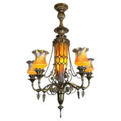 Stunning Used Circa 1901 Gibson Gas Fixture Works Chandelier 