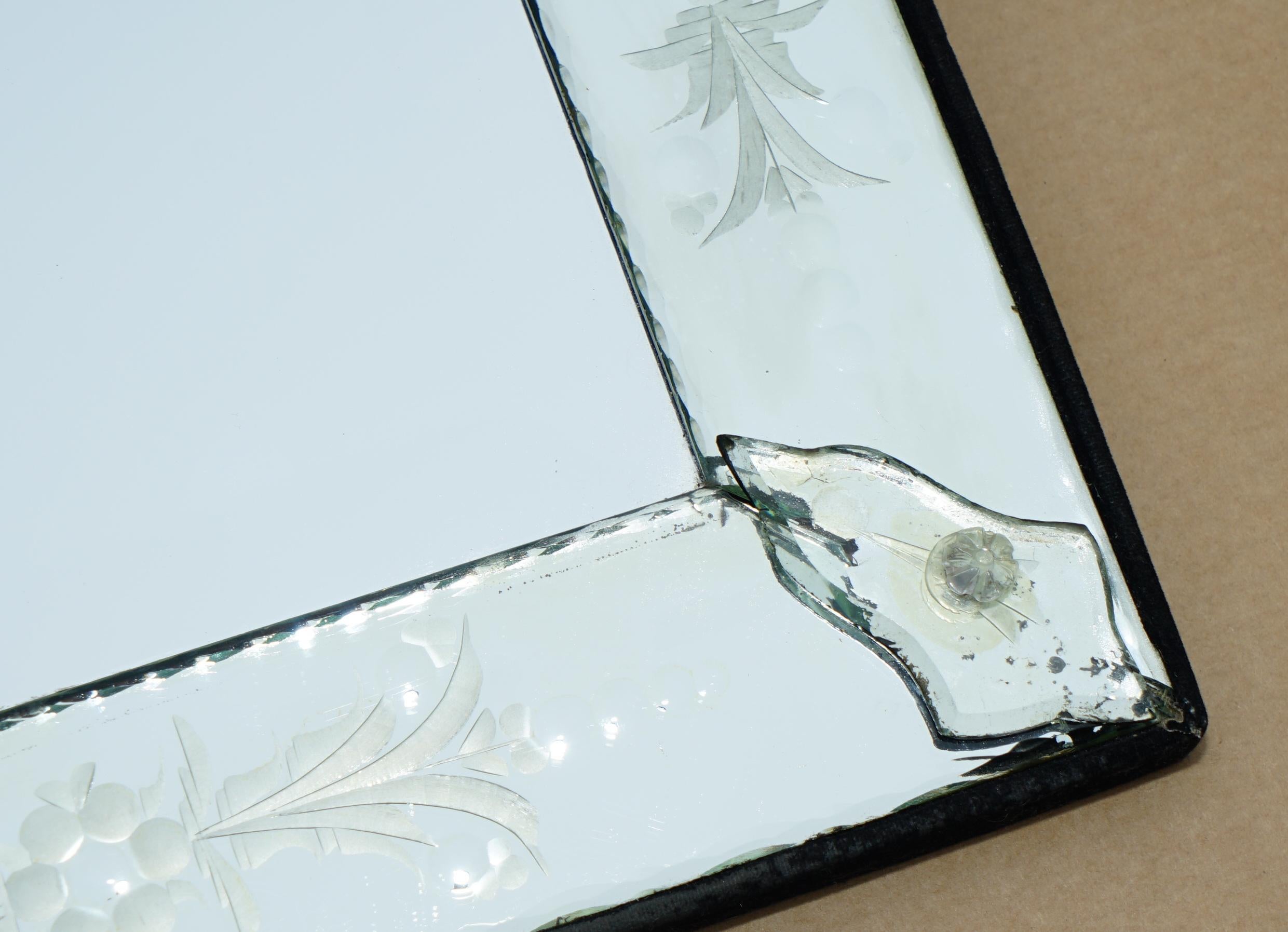 Hand-Crafted STUNNING ANTIQUE CiRCA 1910 VENETIAN ETCHED GLASS DOMED TOP WALL MIRROR