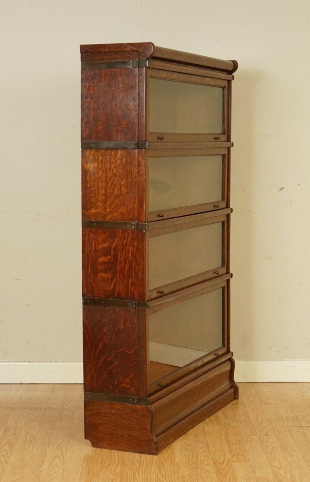 Stunning Antique circa 1920's 4 Section Oak Globe Wernicke Barristers Bookcase 3