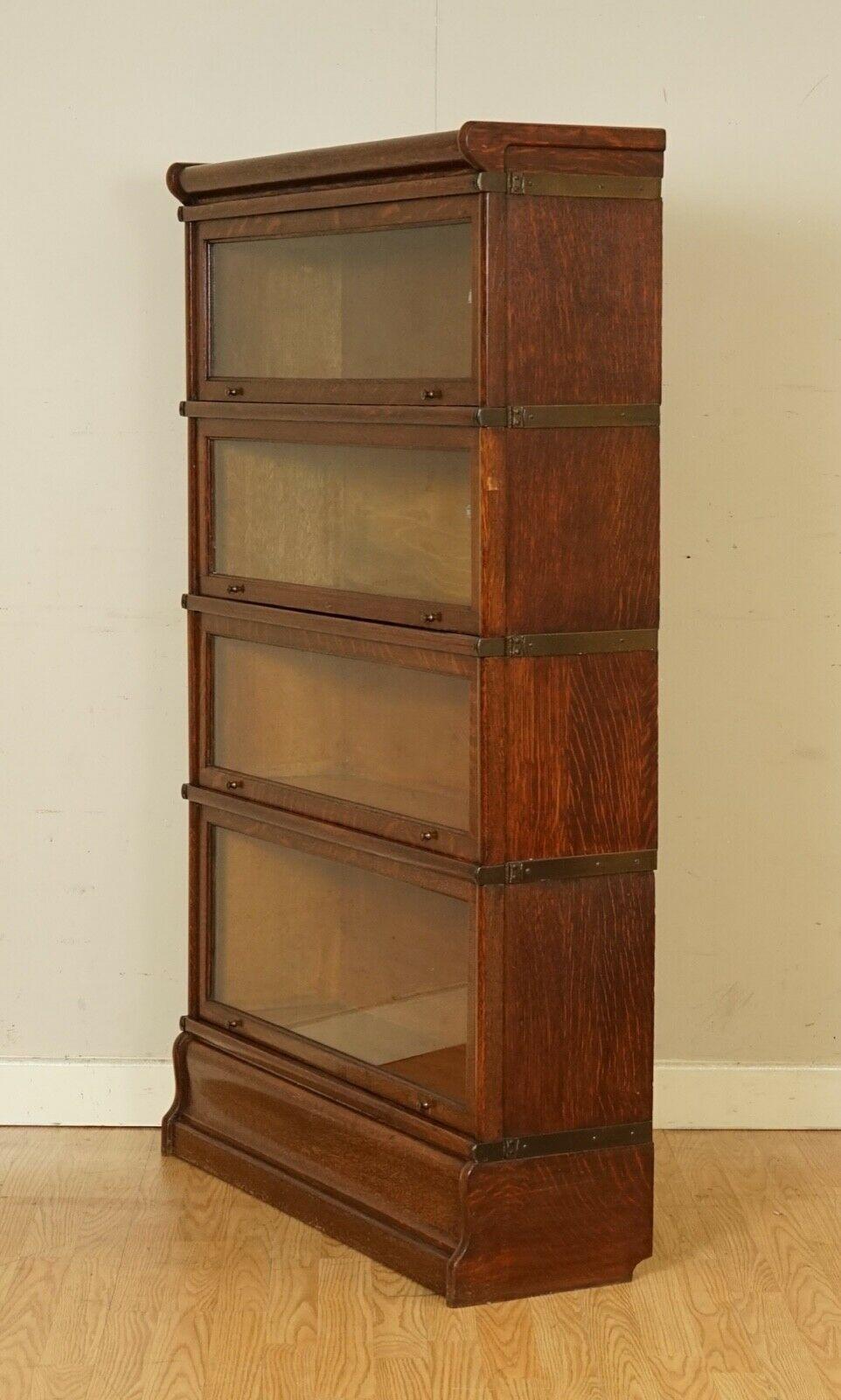 Stunning Antique circa 1920's 4 Section Oak Globe Wernicke Barristers Bookcase 4