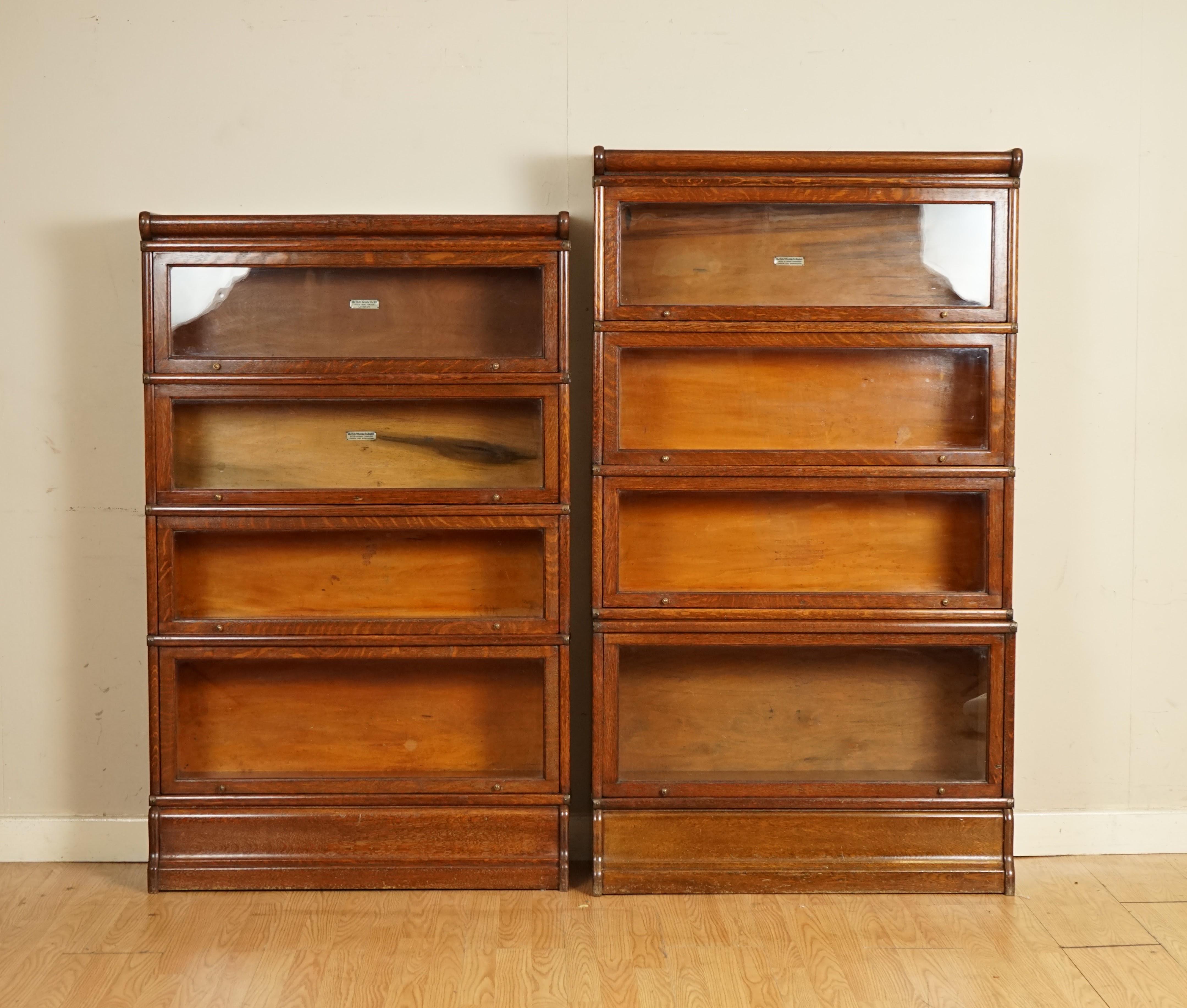 Stunning Antique circa 1920's 4 Section Oak Globe Wernicke Barristers Bookcase 5