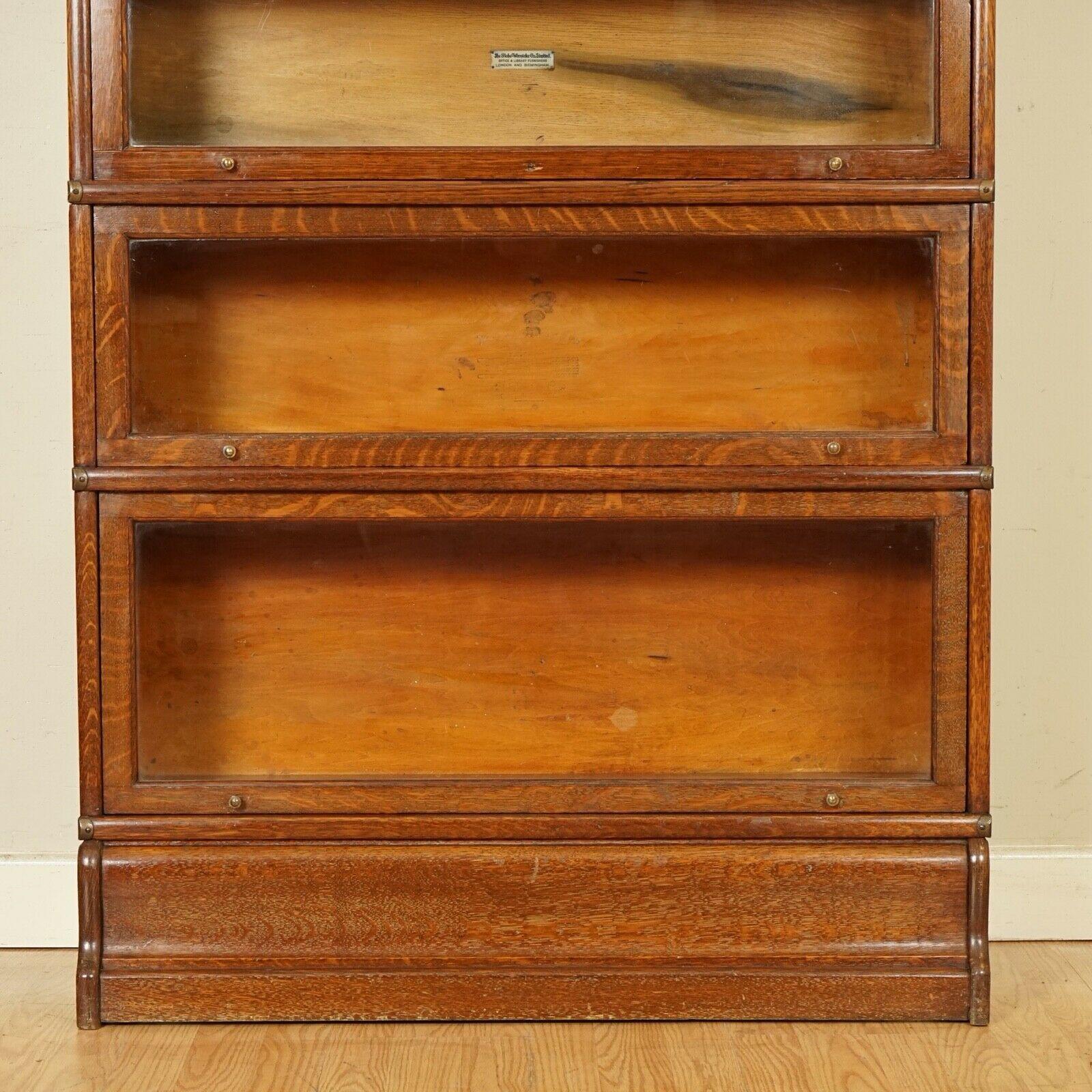 British Stunning Antique circa 1920's 4 Section Oak Globe Wernicke Barristers Bookcase