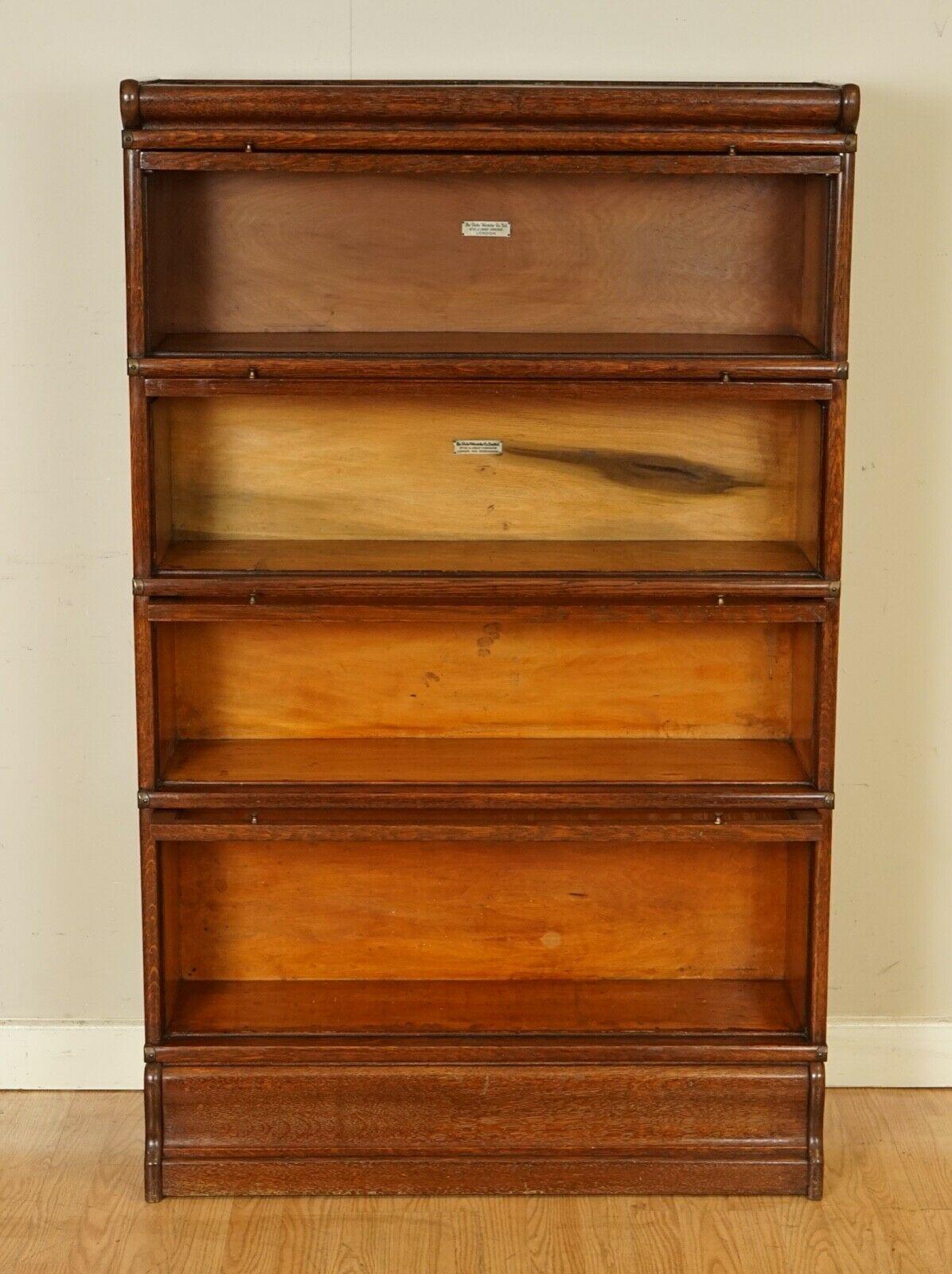 Hand-Crafted Stunning Antique circa 1920's 4 Section Oak Globe Wernicke Barristers Bookcase