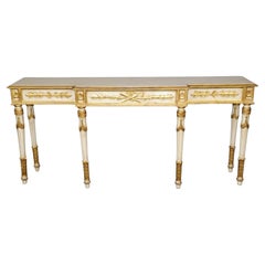 Stunning Antique Creme and Gilt Paint Decorated French Louis XVI Console Table