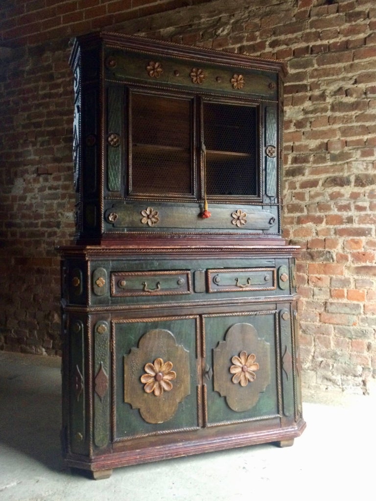 Stunning Antique Cupboard French Painted Provincial, 19th