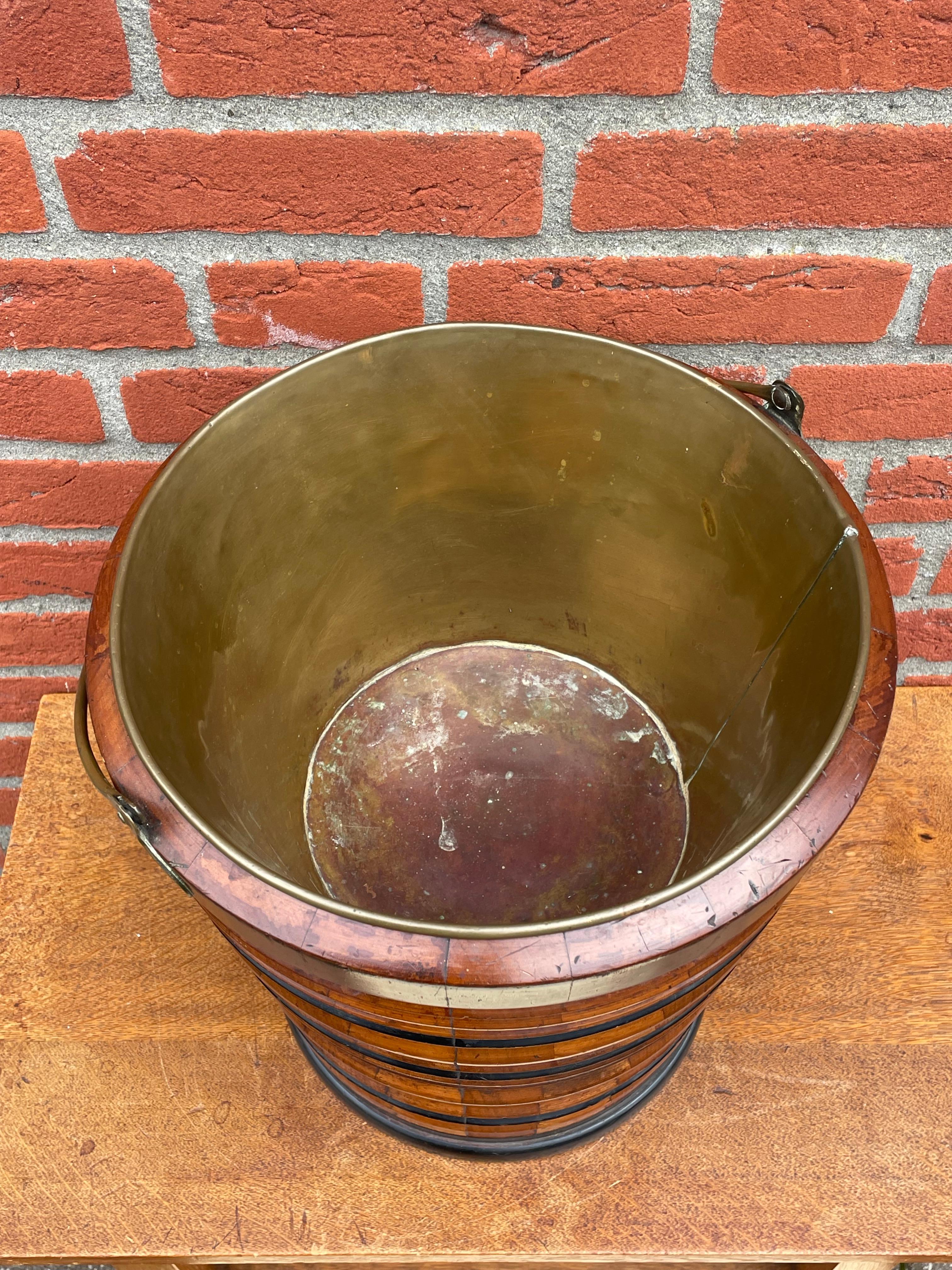 Biedermeier Stunning Antique Dutch Willem III. Nutwood & Ebonized Wood Tea Bucket 1850s For Sale