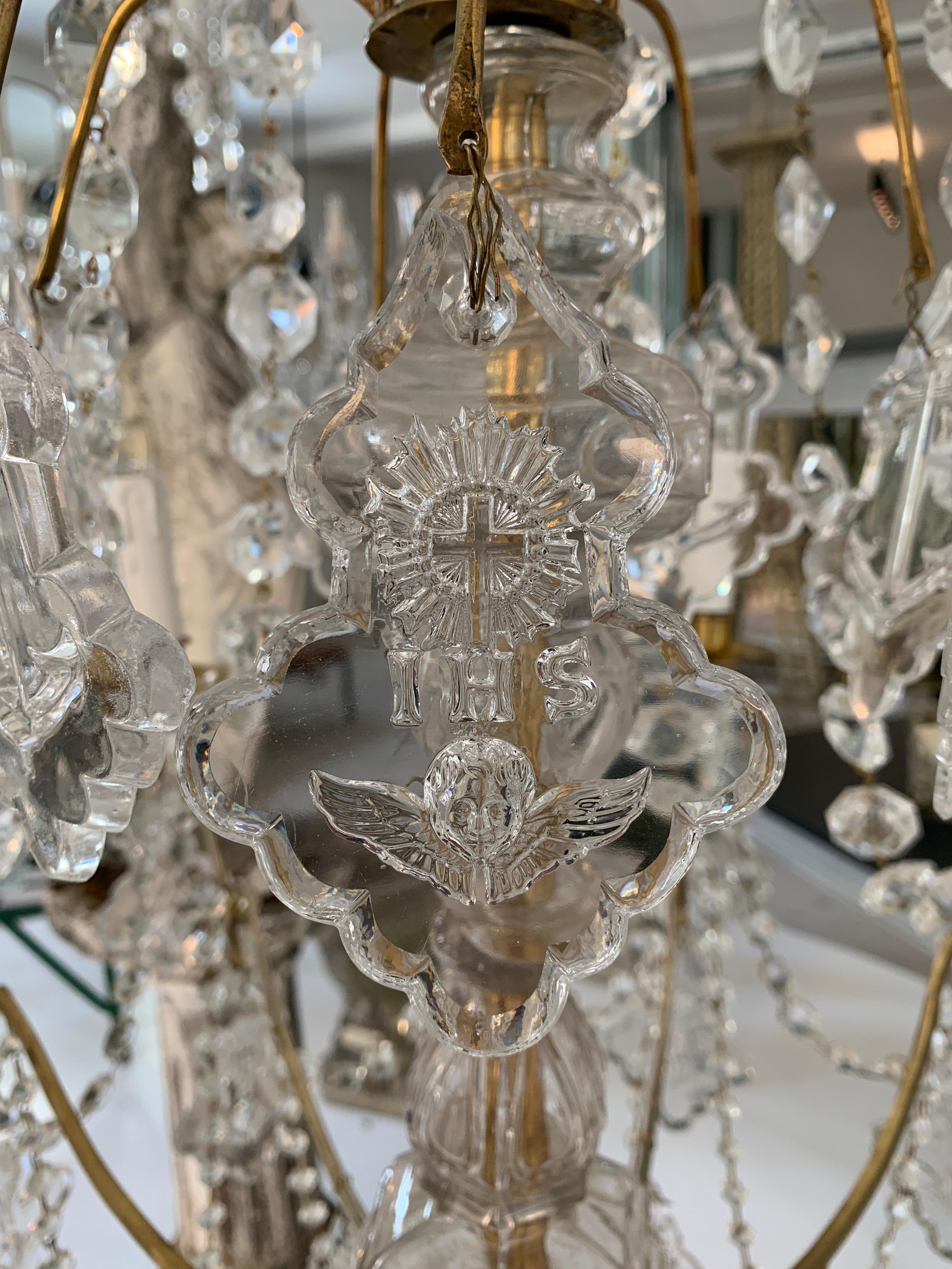 Crystal Stunning Antique Ecclesiastical Chandelier, 1900s, France For Sale