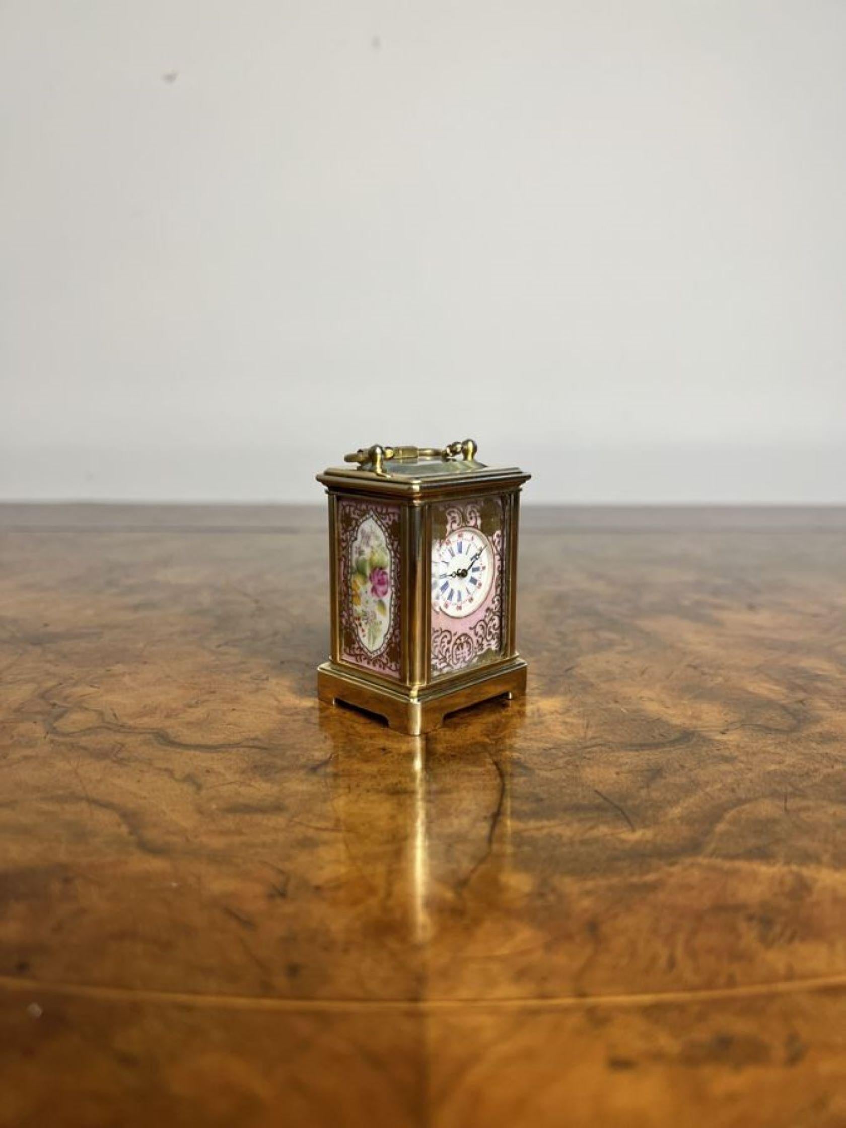 Atemberaubende antike Edwardian Qualität Miniatur Kutsche Uhr  im Angebot 1