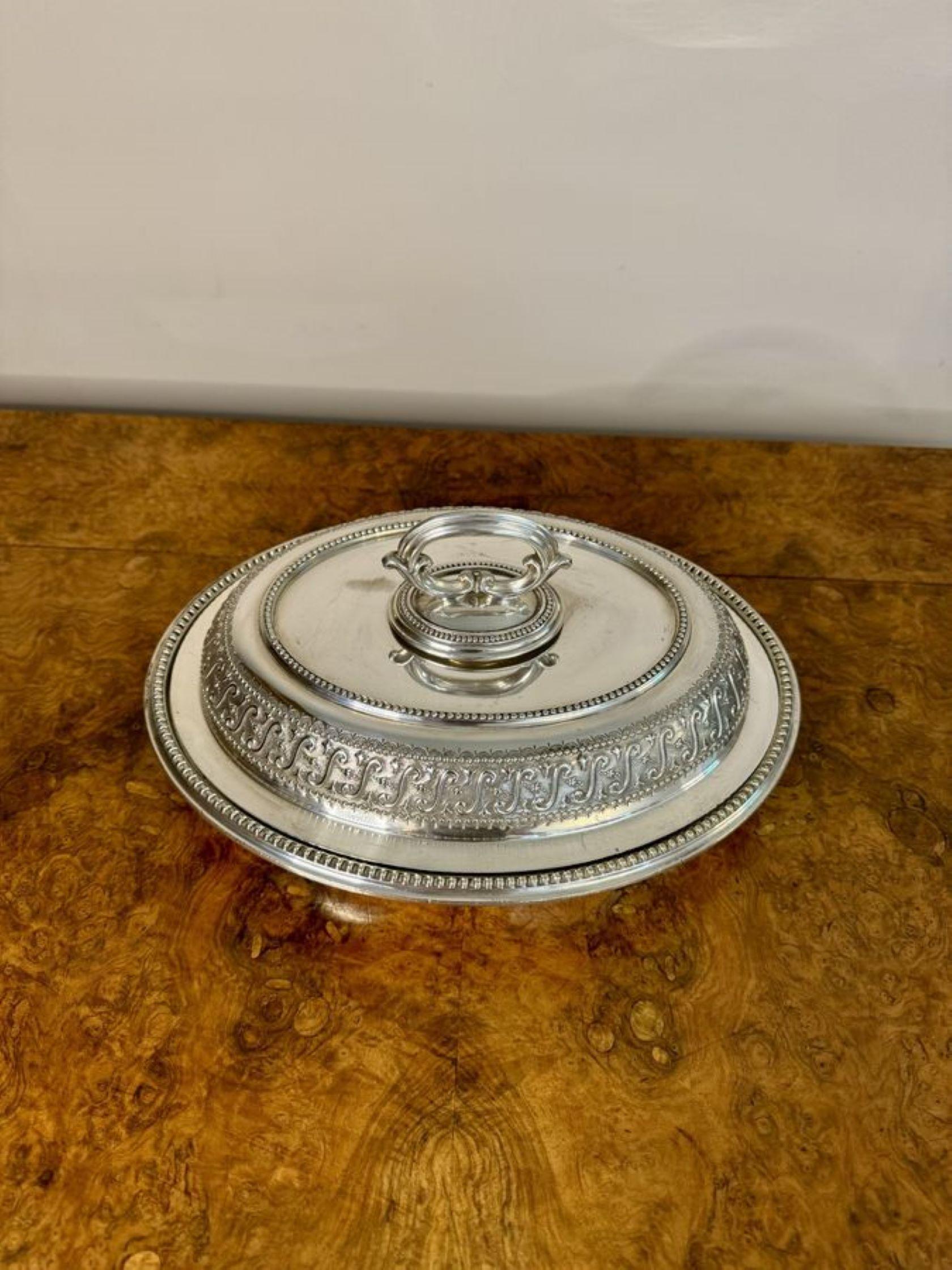 Impresionante plato de entrante antiguo de calidad eduardiana bañado en plata en Bueno estado para la venta en Ipswich, GB