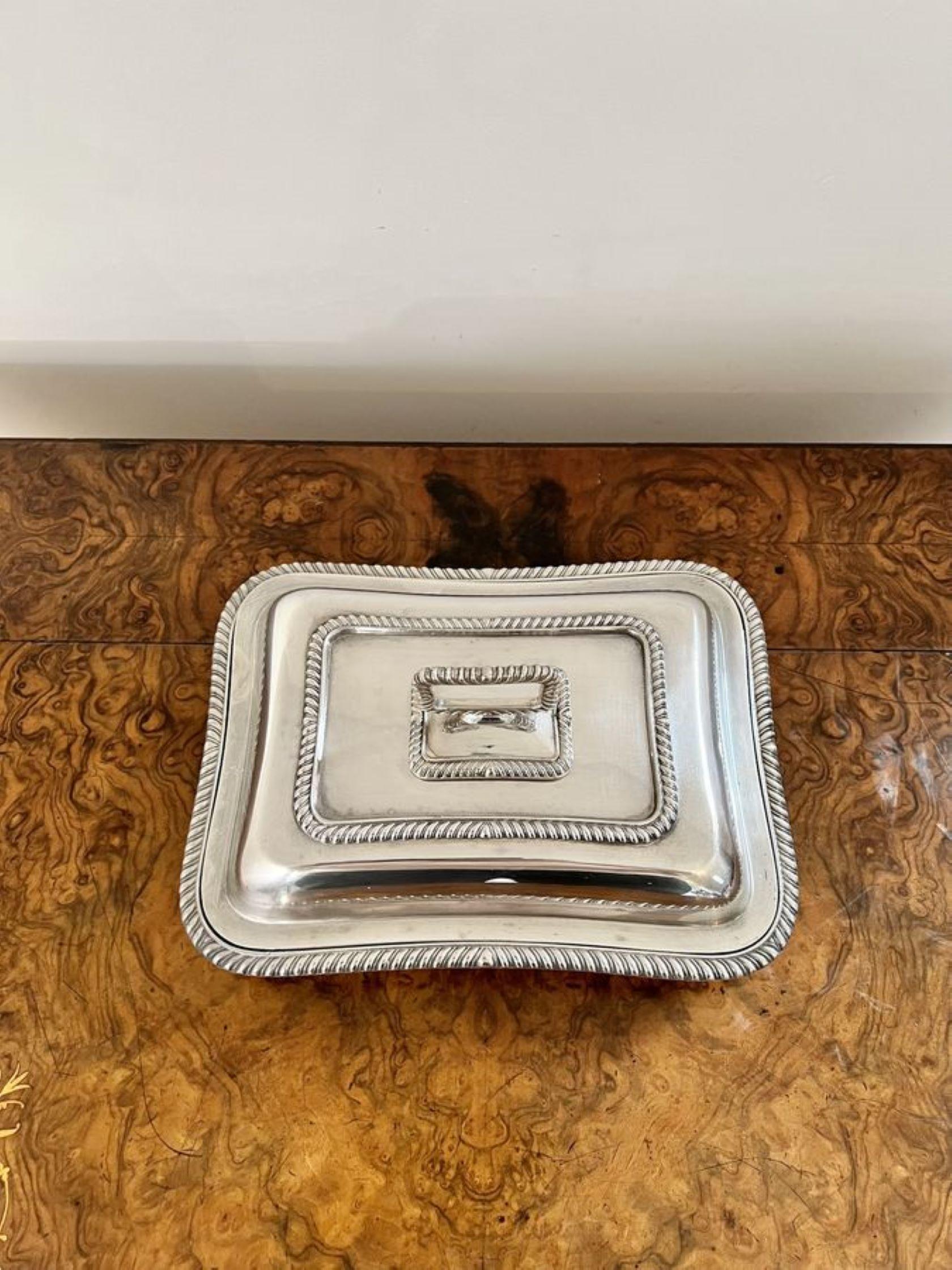 20th Century Stunning antique Edwardian quality silver plated rectangle entrée dish For Sale