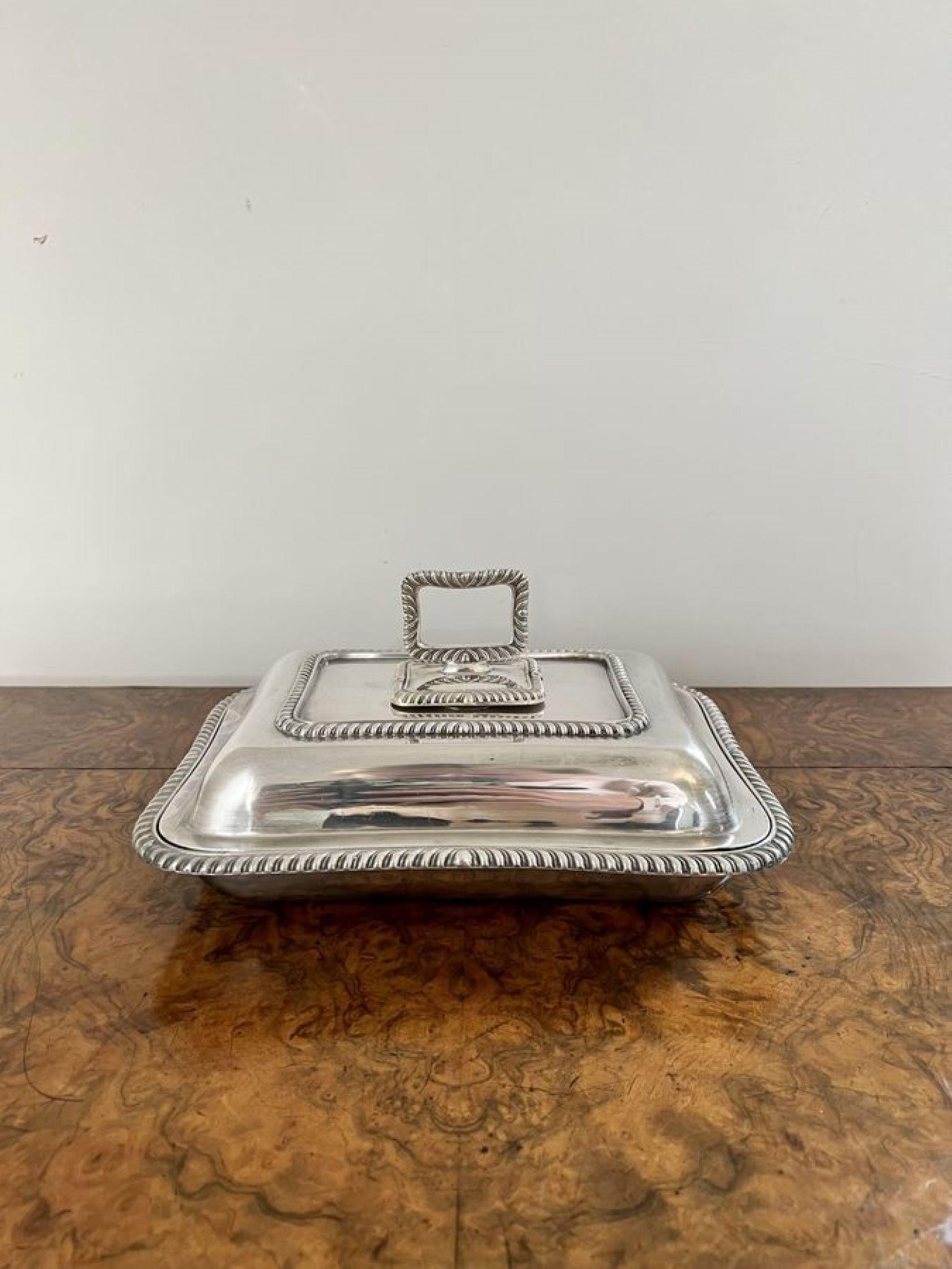Silver Plate Stunning antique Edwardian quality silver plated rectangle entrée dish For Sale
