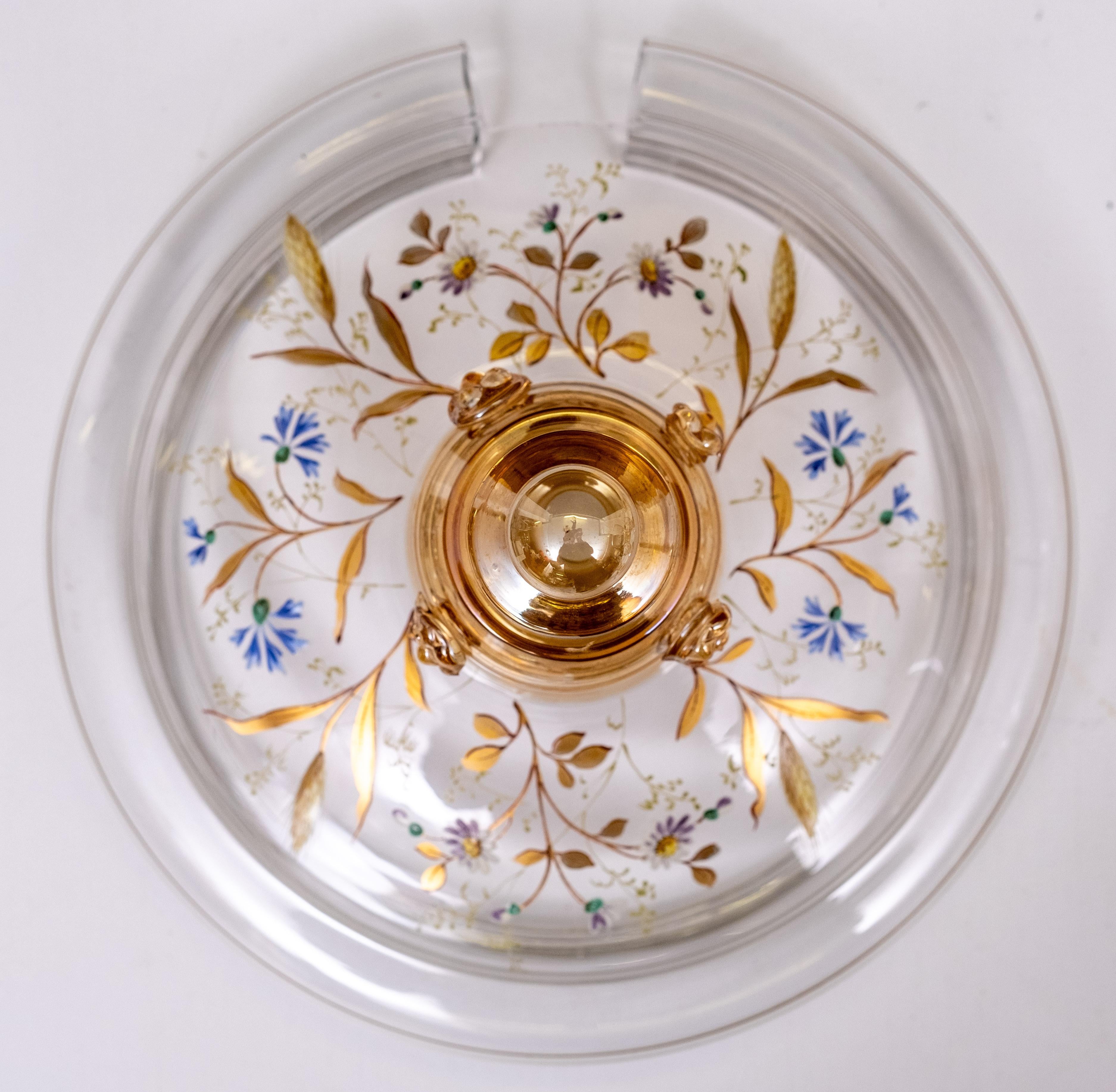 Superbe service en verre émaillé ancien pour les fruits, les desserts ou les punchs. 1880 en vente 7