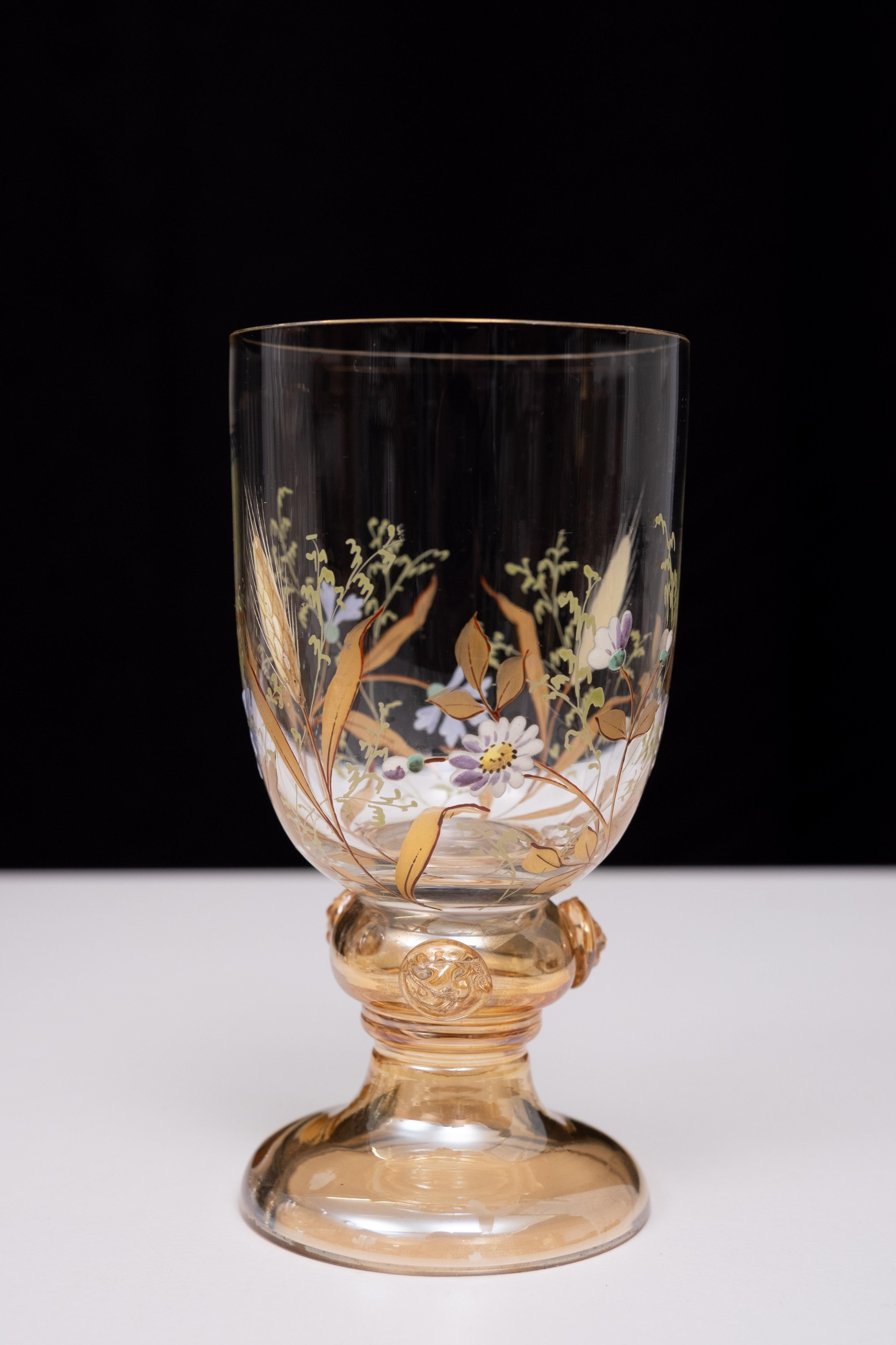 Verre brun Superbe service en verre émaillé ancien pour les fruits, les desserts ou les punchs. 1880 en vente