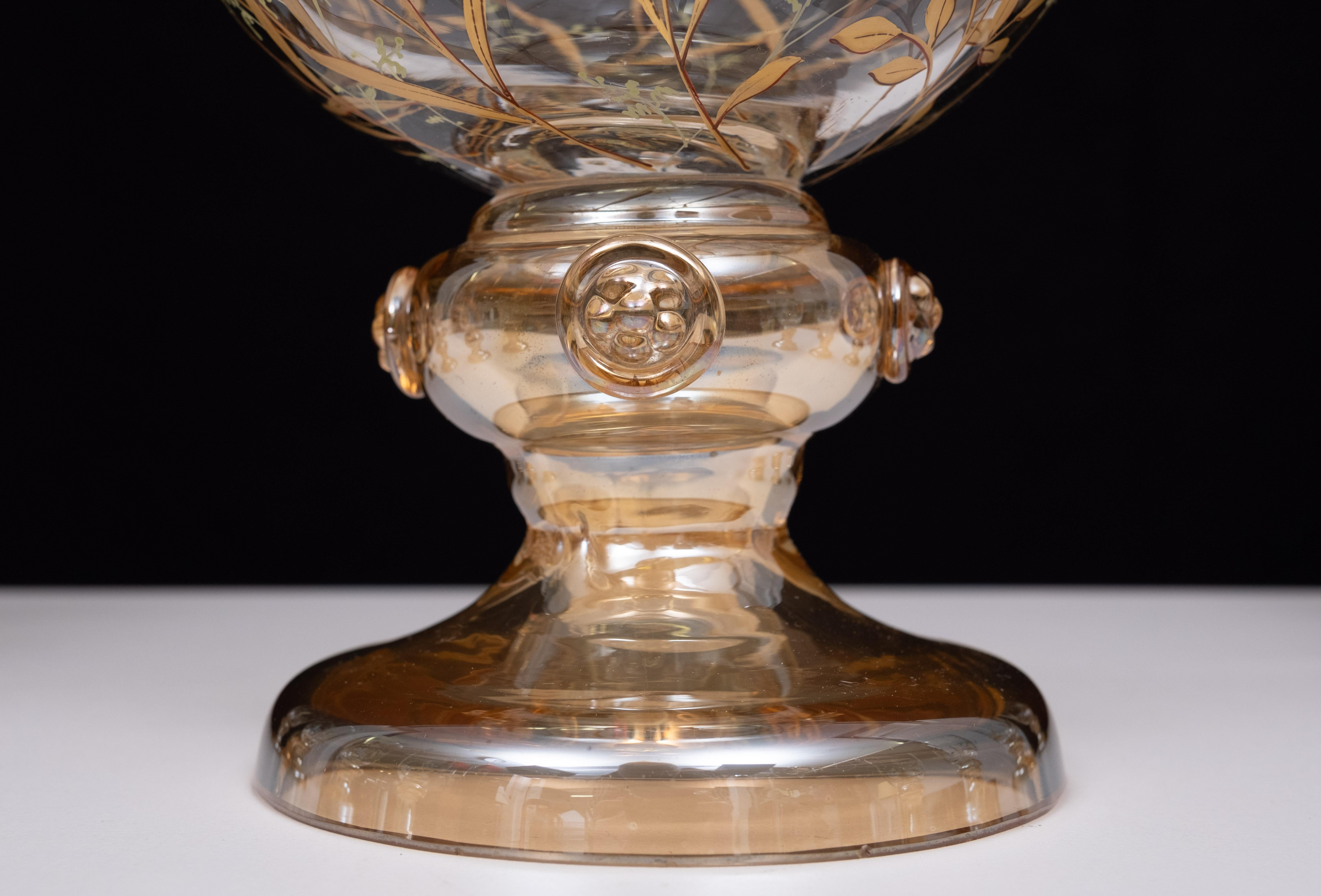 Superbe service en verre émaillé ancien pour les fruits, les desserts ou les punchs. 1880 en vente 2