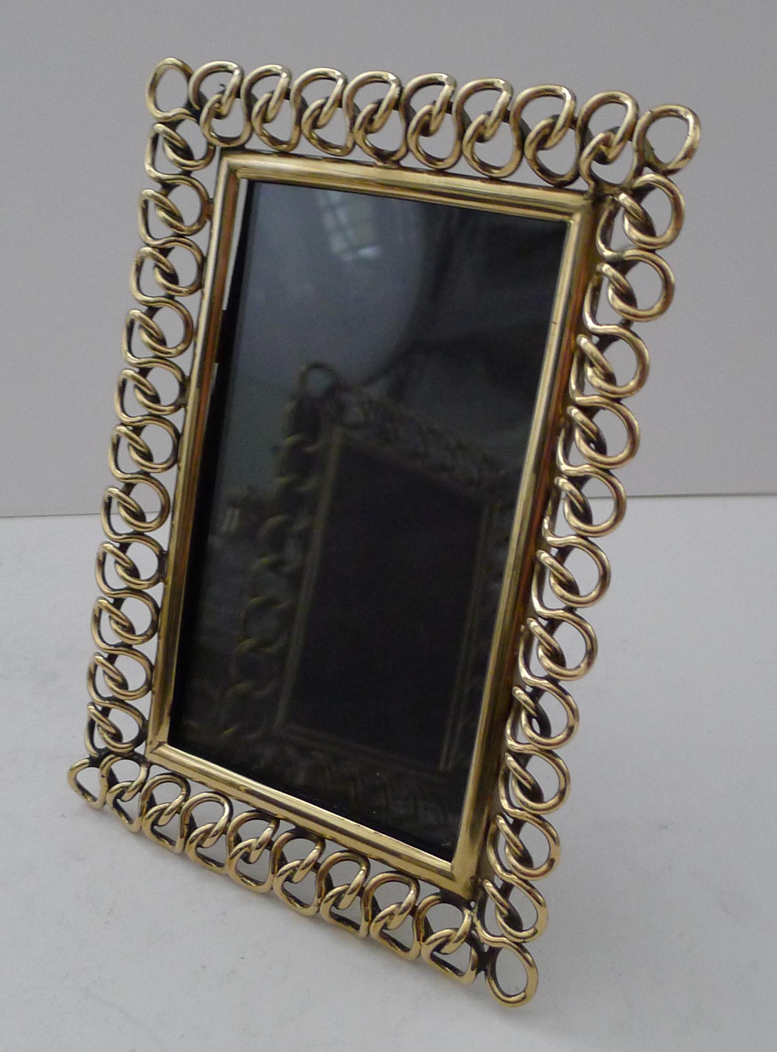 Late Victorian Stunning Antique English Brass Ring Picture Frame c.1890