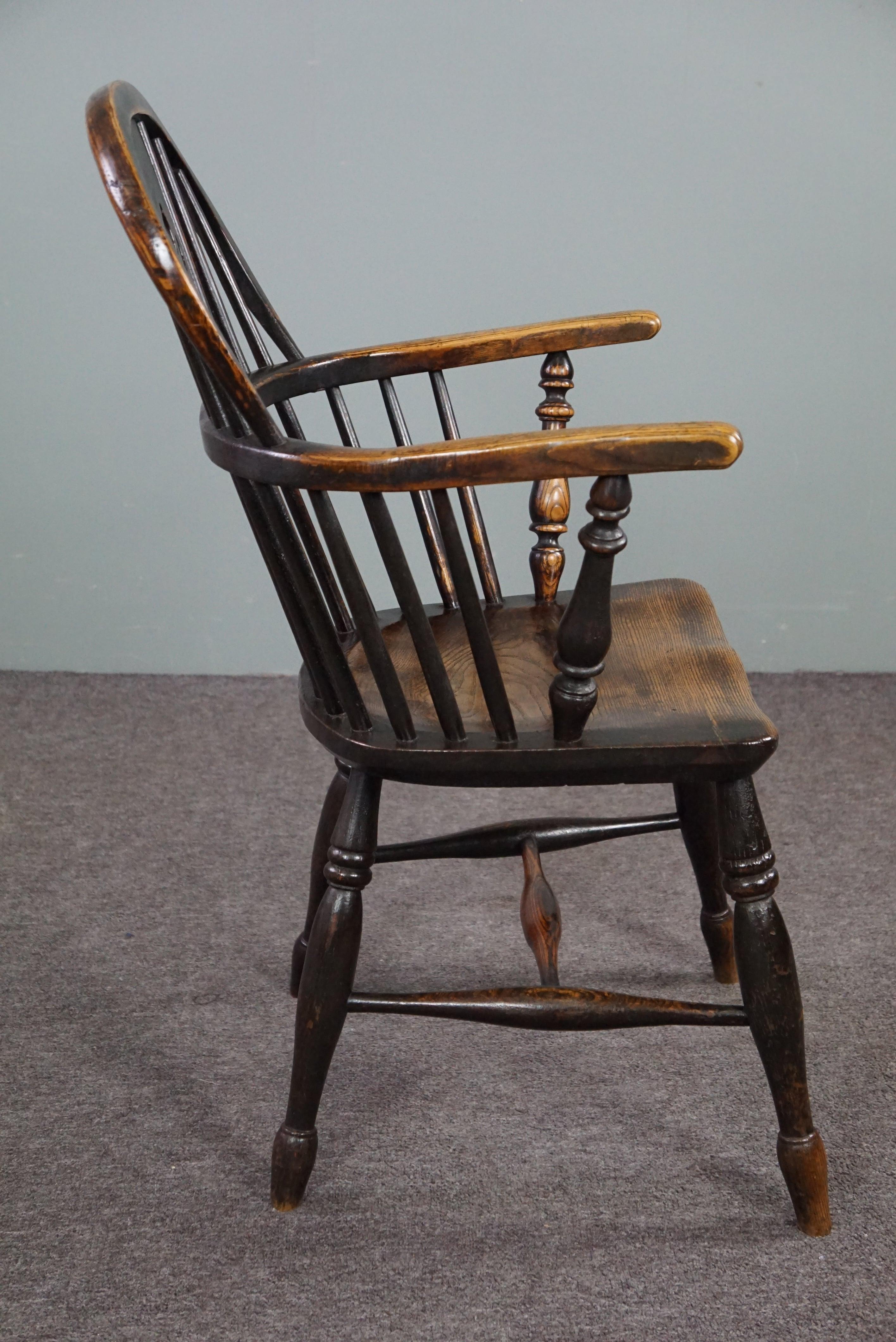Wood Stunning antique English low back Windsor Armchair/armchair, 18th century For Sale