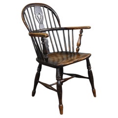 Superbe fauteuil/fauteuil anglais ancien à dossier bas Windsor, 18ème siècle