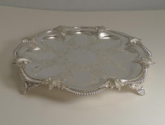 Stunning Antique English Silver Plated Tray or Salver, circa 1860