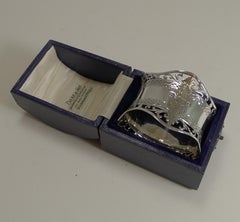Stunning Antique English Sterling Silver Napkin Ring, 1909