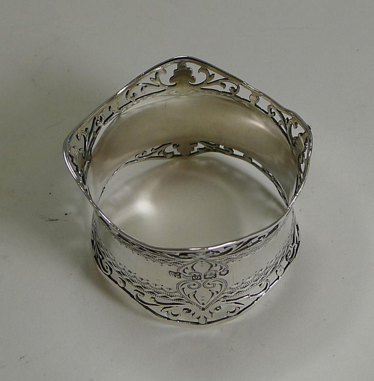 Stunning Antique English Sterling Silver Napkin Ring, 1909 at 1stDibs