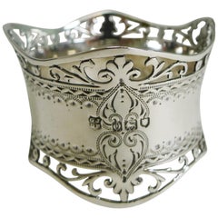 Stunning Antique English Sterling Silver Napkin Ring, 1909