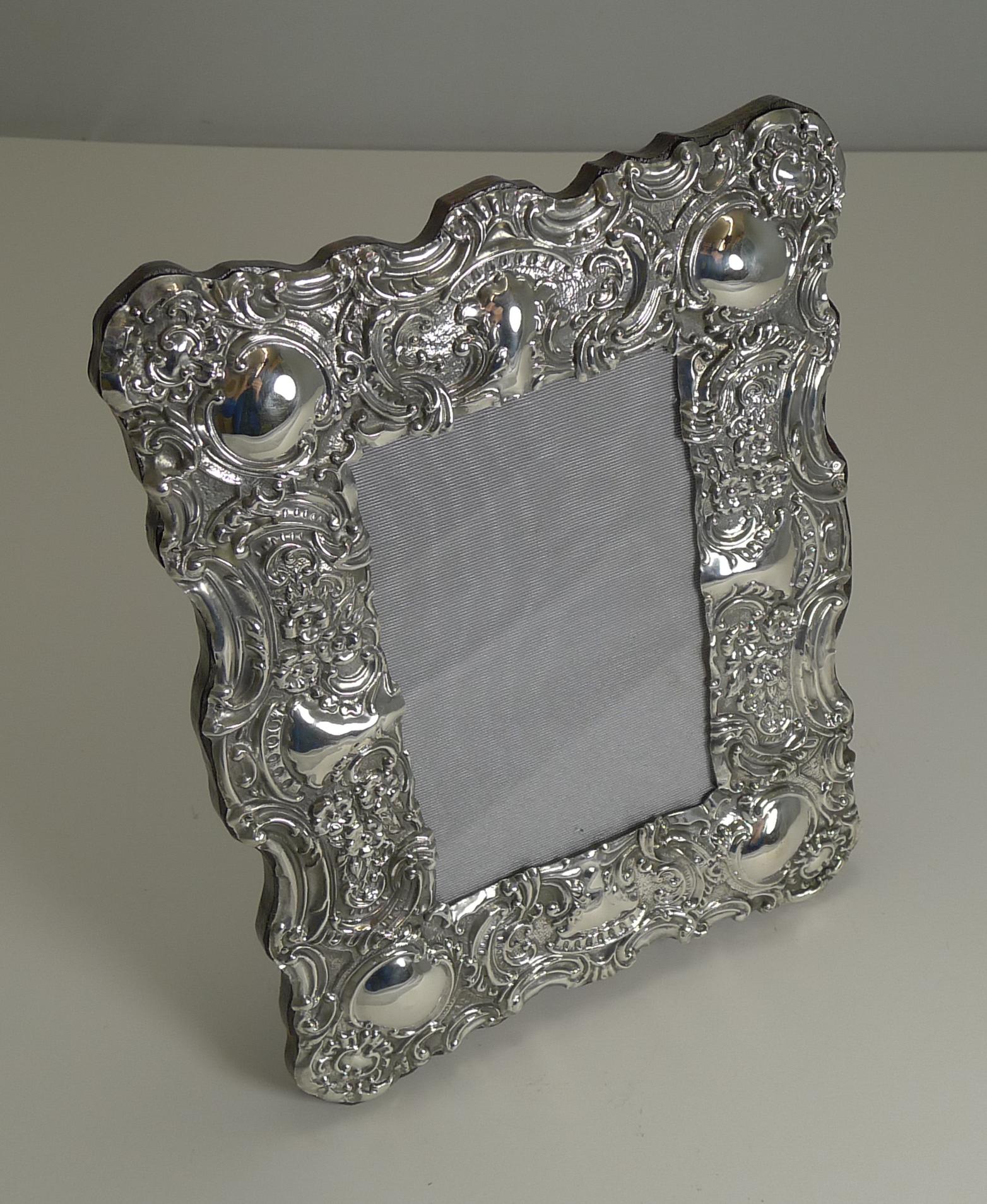 Stunning Antique English Sterling Silver Photograph Frame, 1902 3