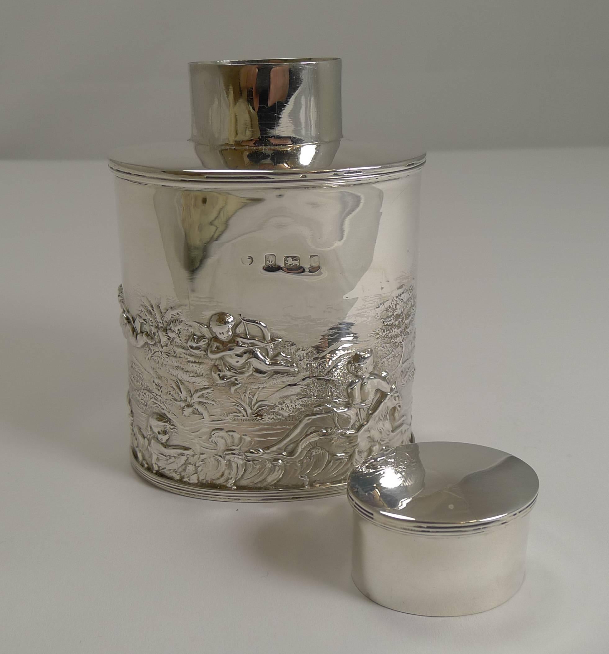 Stunning Antique English Sterling Silver Tea Caddy 2