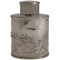 Stunning Antique English Sterling Silver Tea Caddy