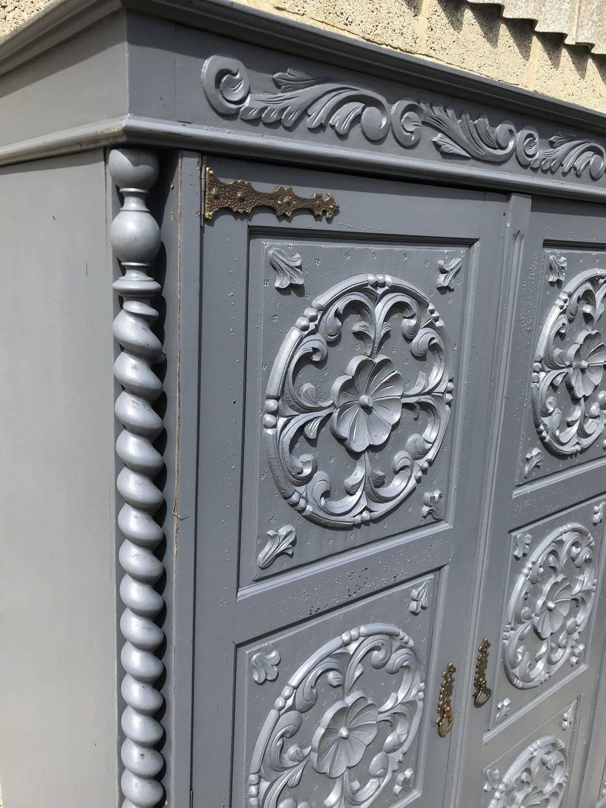 19th Century Stunning Antique French Armoire, Painted, Original, Knockdown For Sale